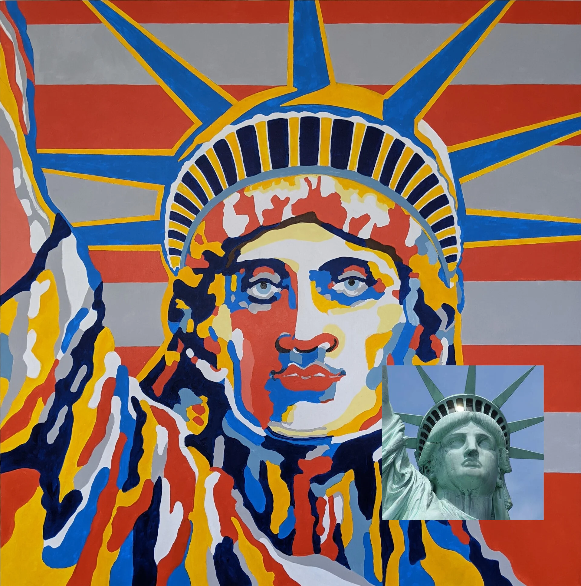  Commission Example: Lady Liberty   In this piece was created in acrylic in my Pantone style.   