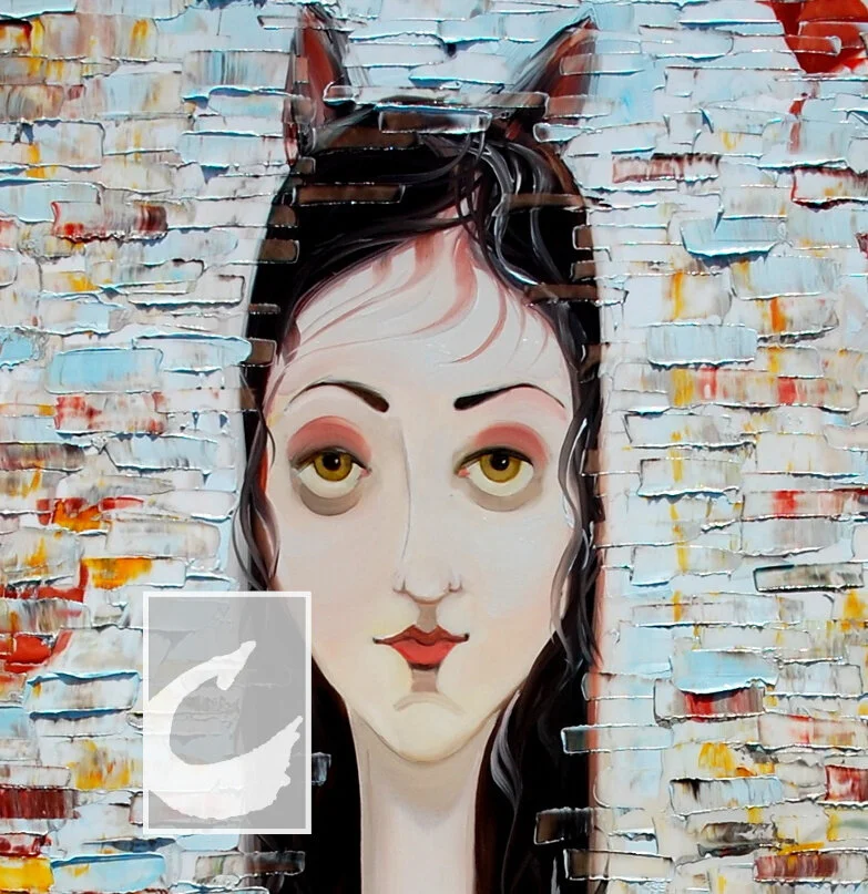 Style Example: In this self portrait in oil I chose to use my, "COLORFUL CARTOON" style.