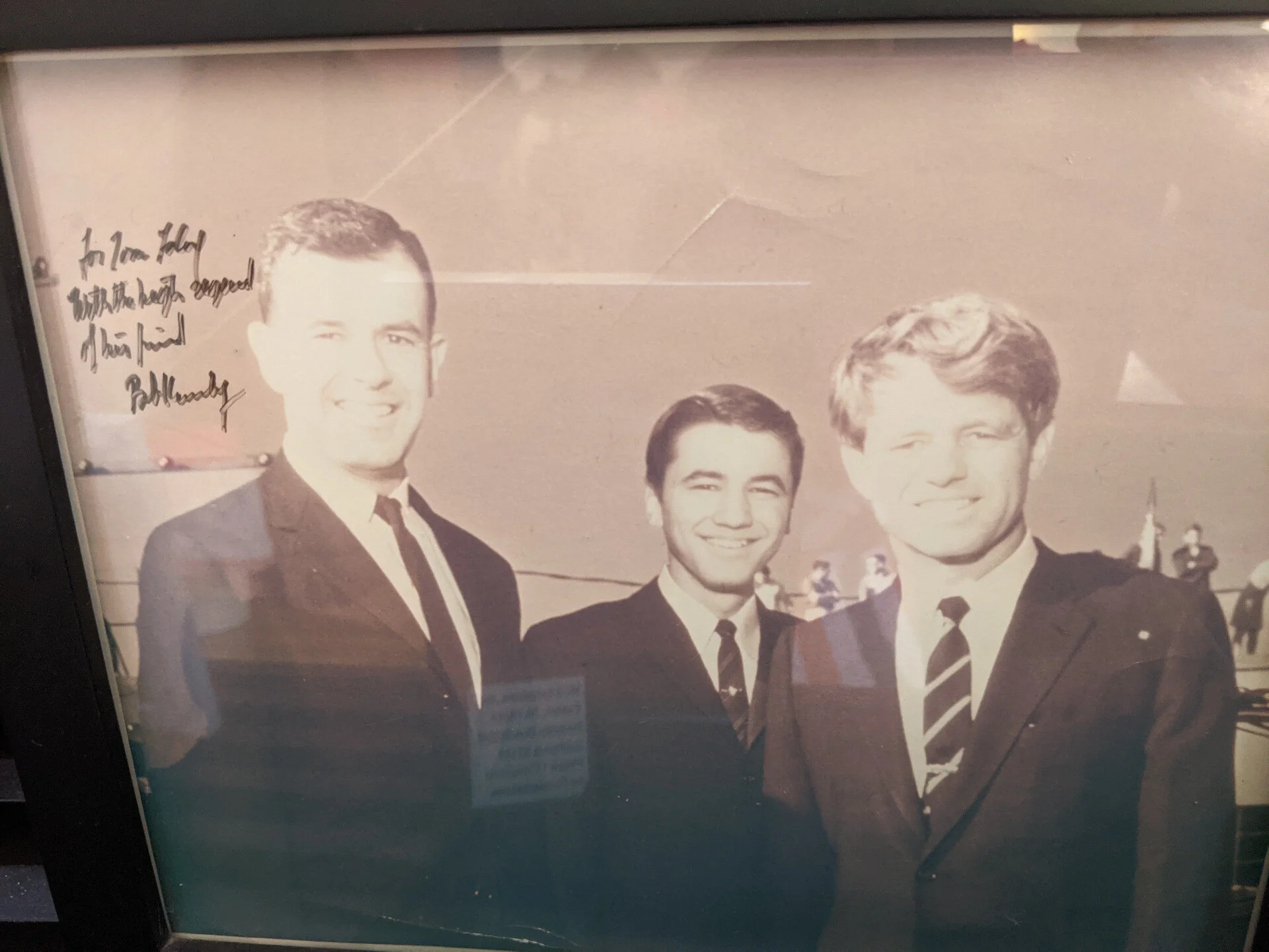 Autographed photo of Tom Foley and Bobby Kennedy.