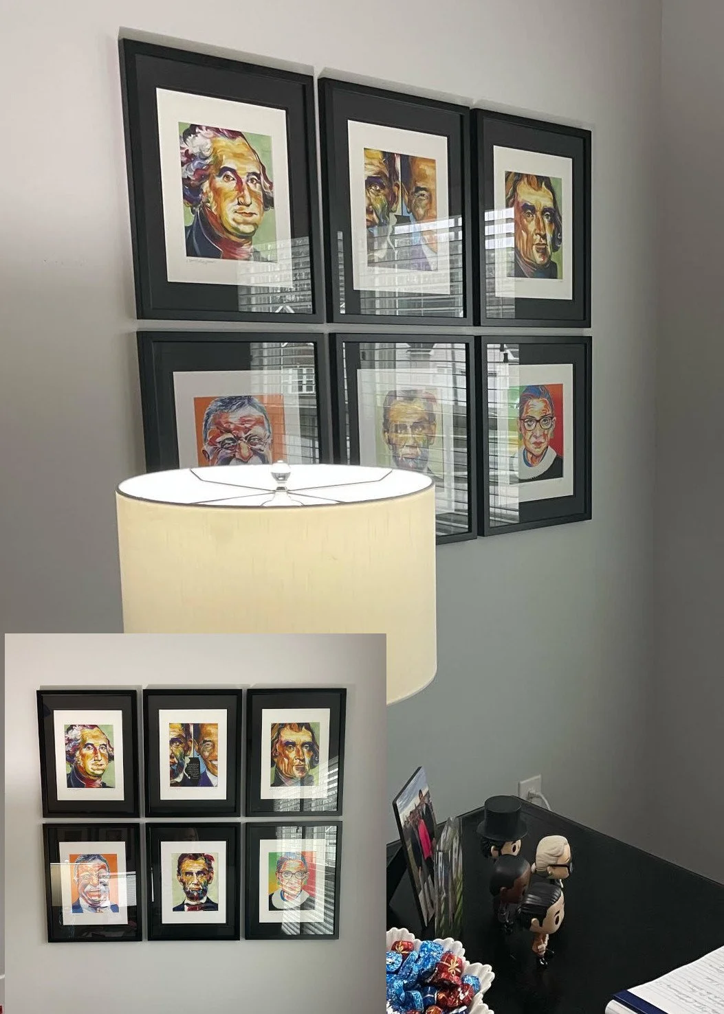 Above several small prints have been grouped together to create one large art presentation.