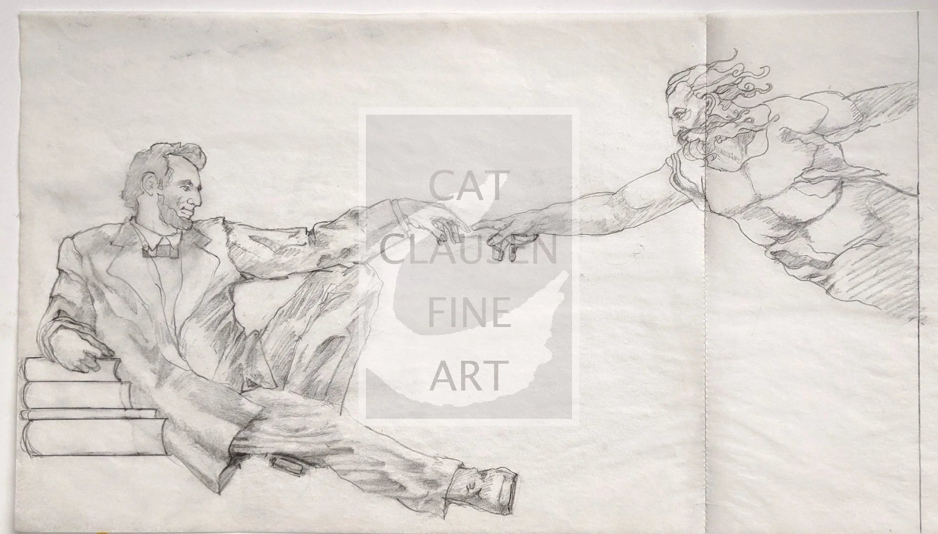 Pencil preliminary for LINCOLN: Homage to Michelangelo and Van Gogh, Stillness 