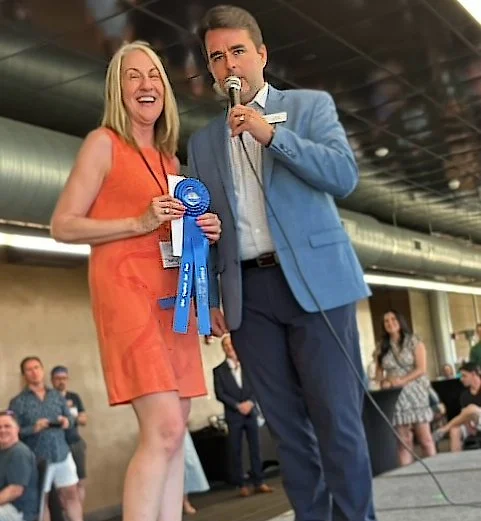 I'm here with Dave Hennessy receiving BEST IN OIL PAINTING blue ribbon 2024, Springfield OLD STATE CAPITOL FAIR