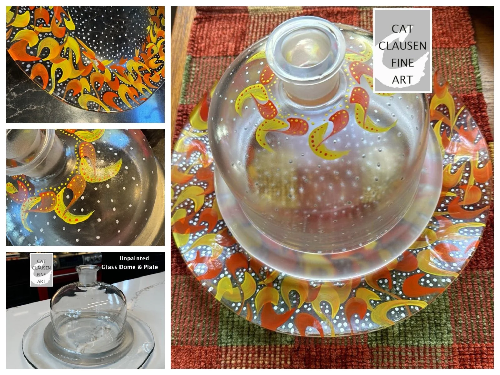 Glass Custom Painted Dessert Saver