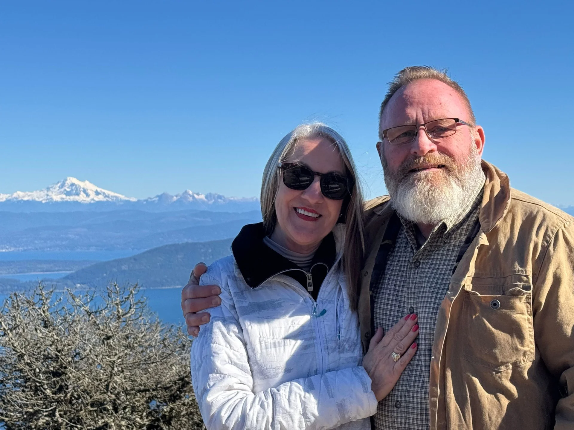 Me with husband, Mark with Mt. Baker, Washington State in the background.