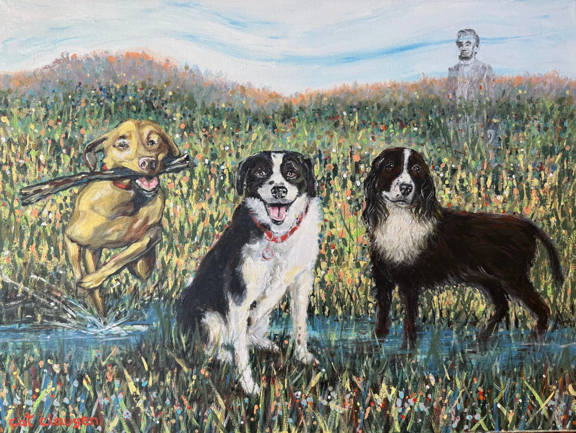 24" x 18" Pet Commission with Abraham Lincoln 