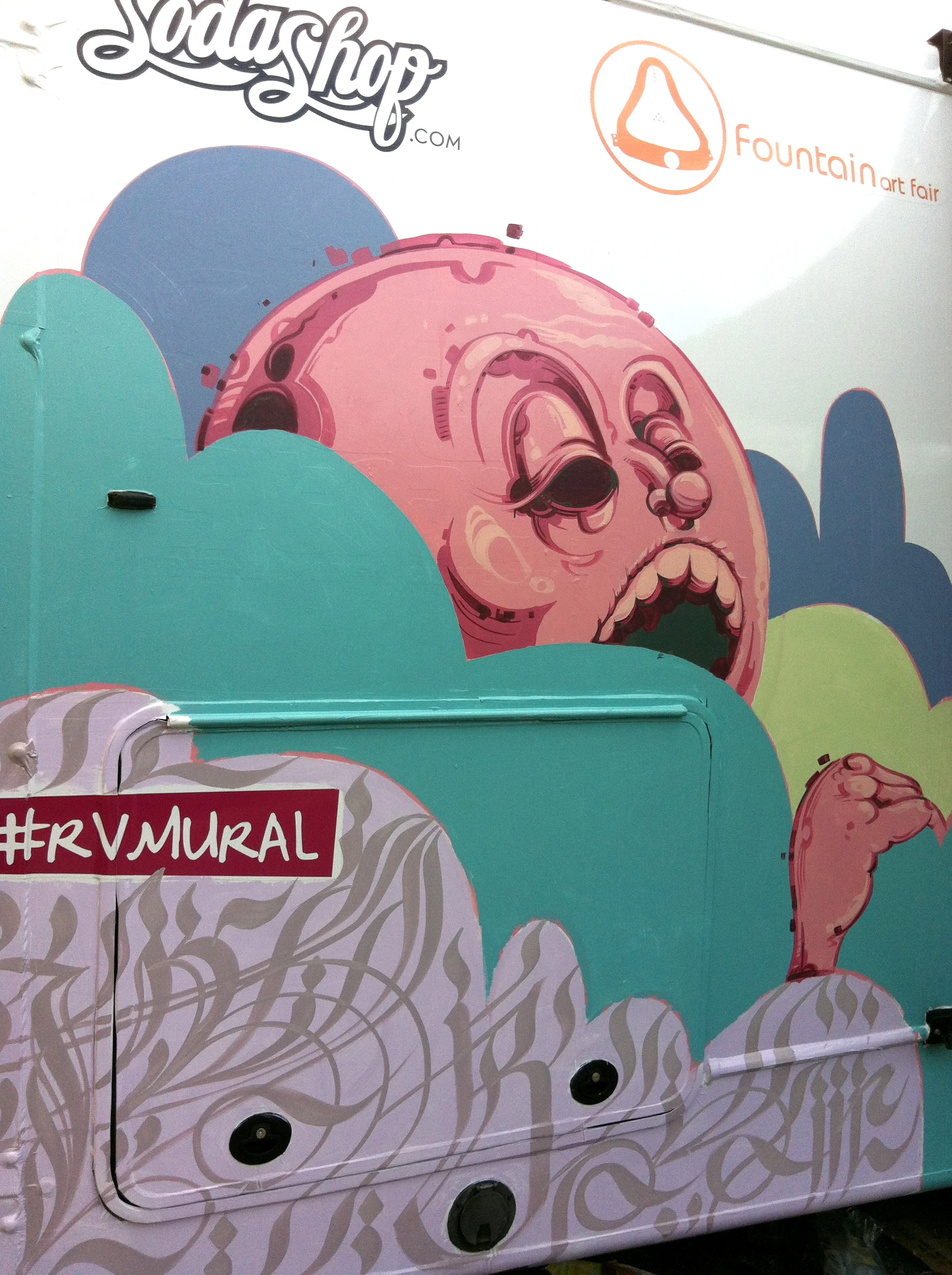 Painting on the side of an RV for Art Basel in Miami, FL. Collaboration with Adolfo Hernandez.
