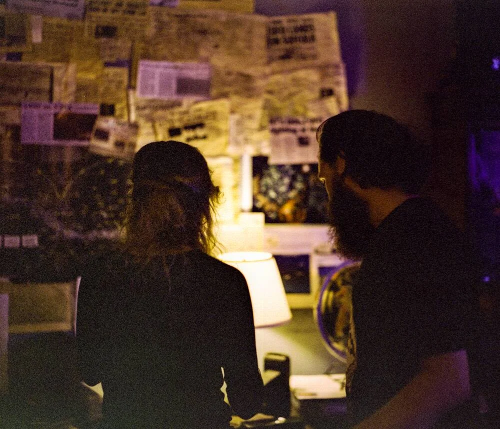 The Director (me) and the Director of Photography Michael Russo busy planning out out next shot. Photo by Kevin Johnsrud.