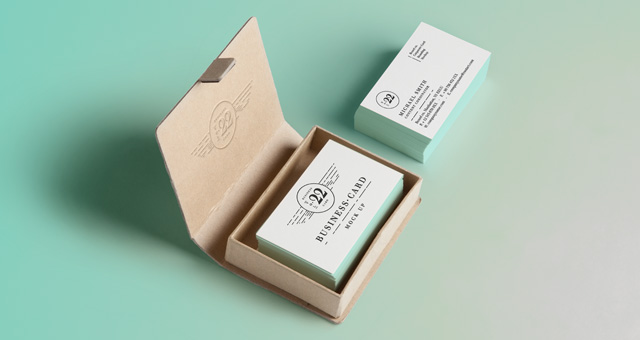 So in this mock up (that you could download here ) you'd open up the file and put your own business card design in the smart object layers
