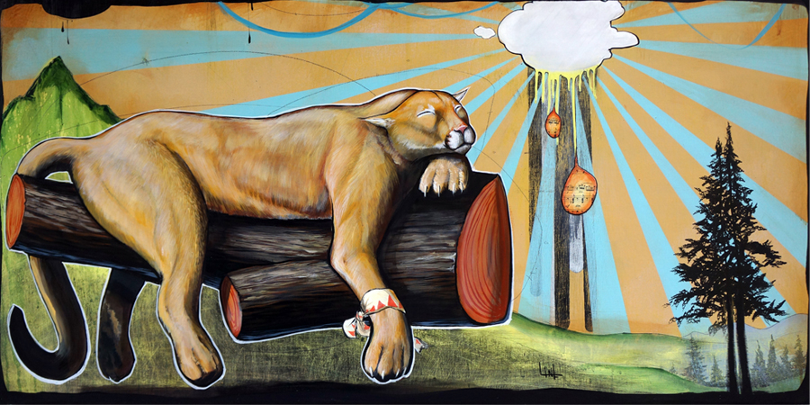 Cougar 24x48, Acrylic on wood, 2014