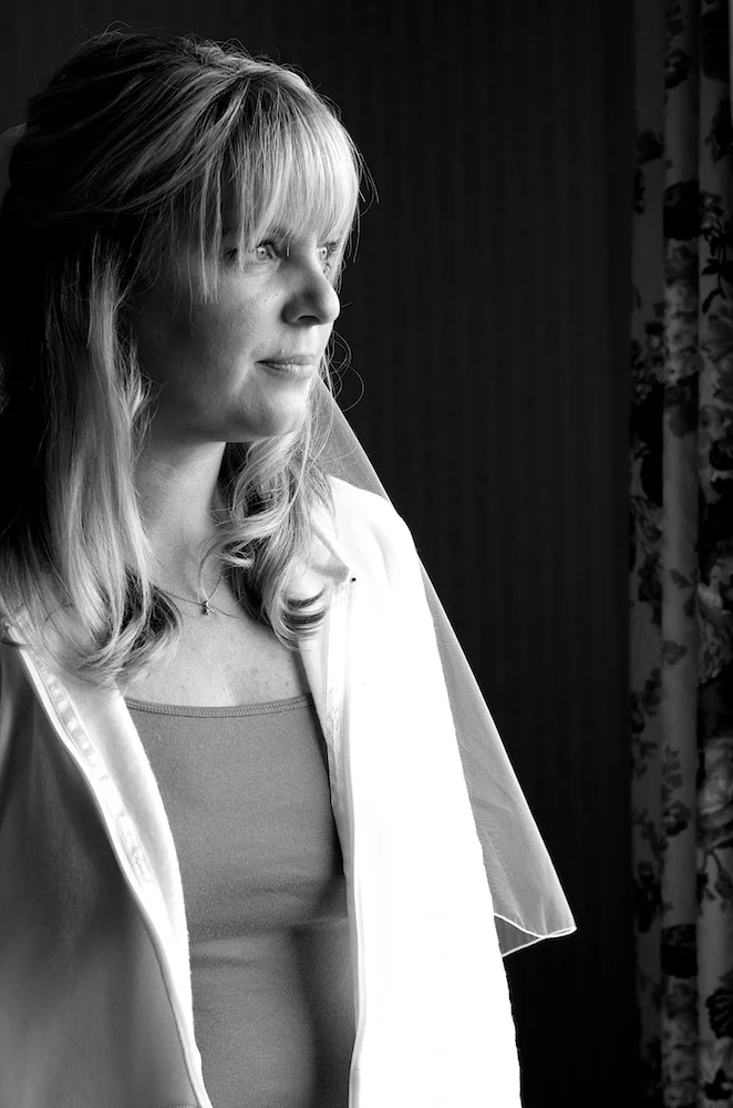 Taking a moment before the dress.