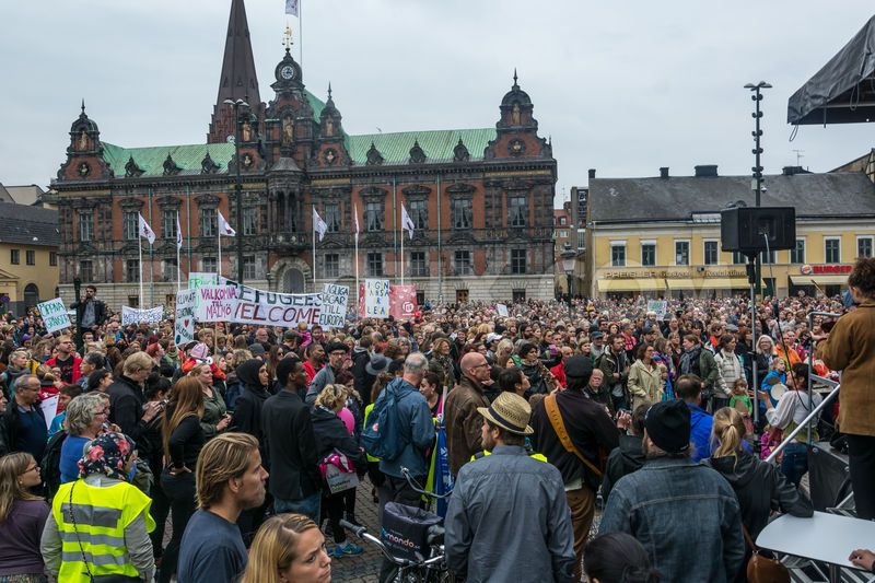 "Refugees Welcome" demonstration in Malmö, Sweden. Picture: demotix.com