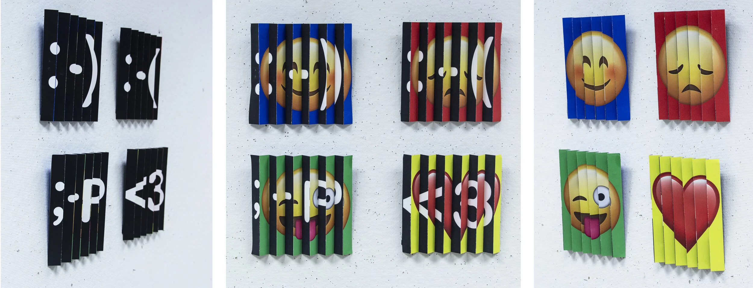 Jacki Jacobson - "Textspeak Evolution"; Lenticular images mounted on 3-d printed support