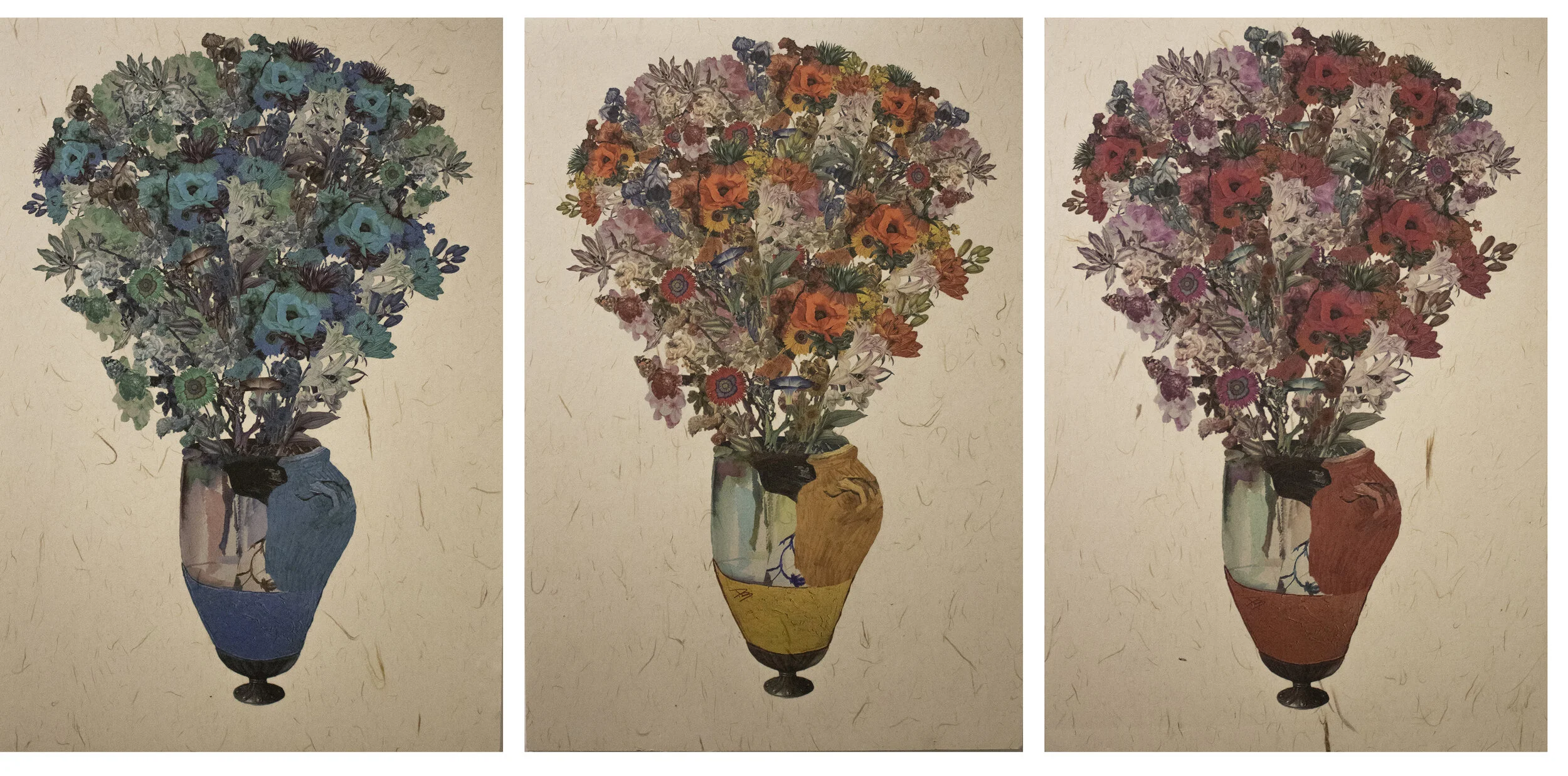 Anna Mesales - Composite image composed from 50+ art historical flower still lifes, printed on Natural Kozo paper.