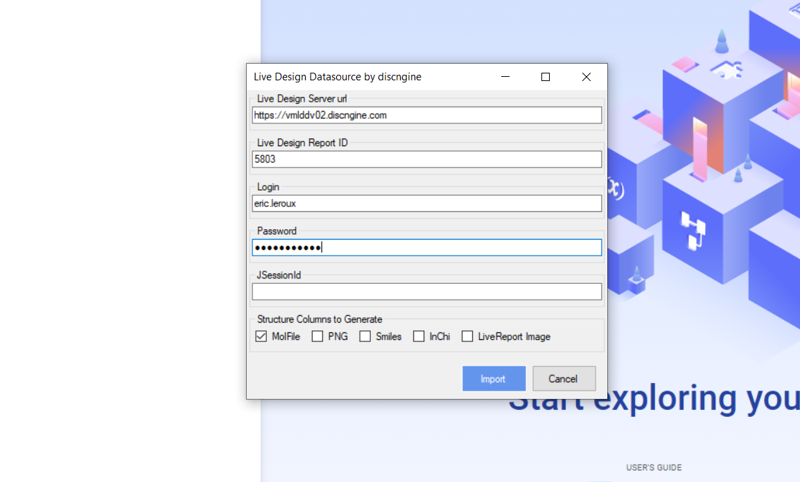 Step 2: Enter the LiveReport parameters 