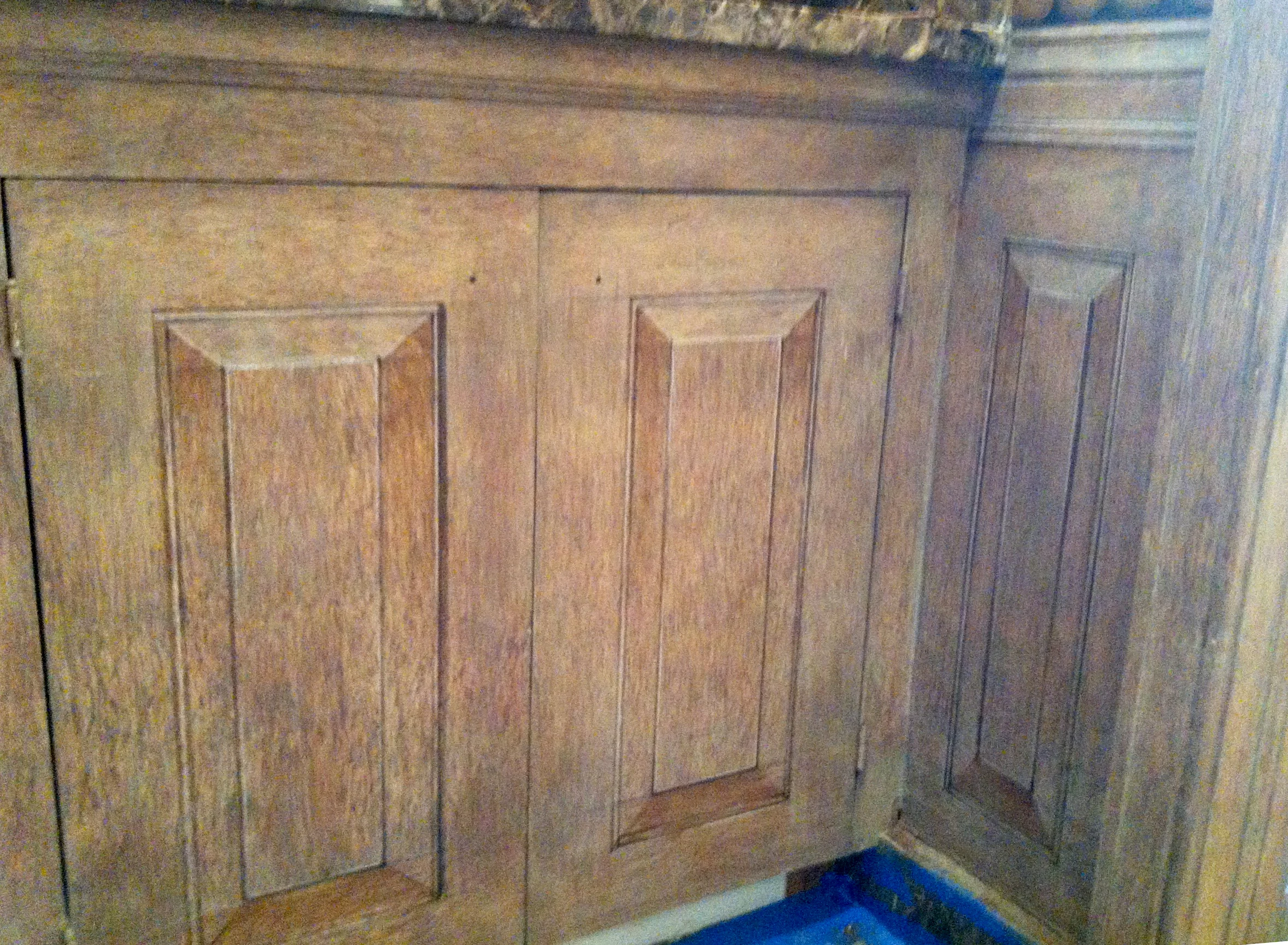 faux oak trim with trompe l'oeil panels