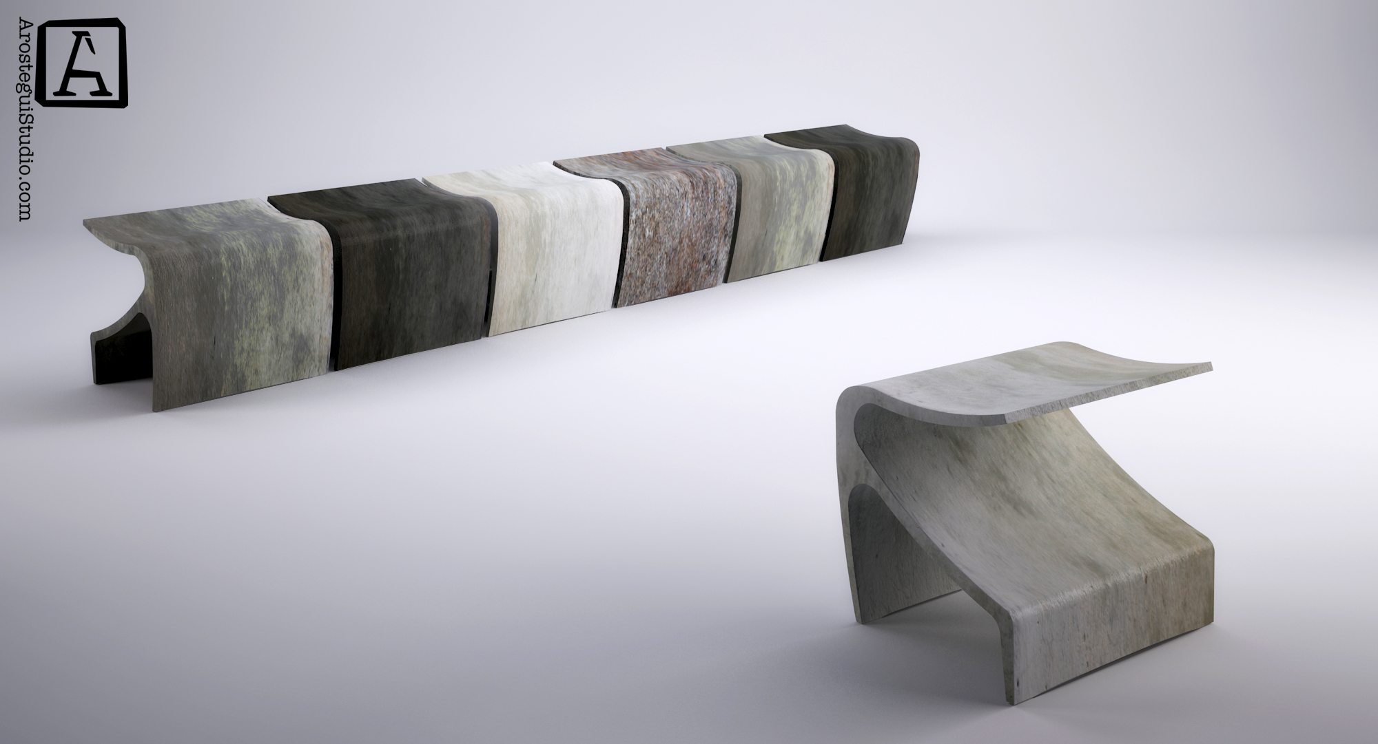 The Sofi bench, Ductal, UHPC (concrete)- ©2015 Arostegui Studio