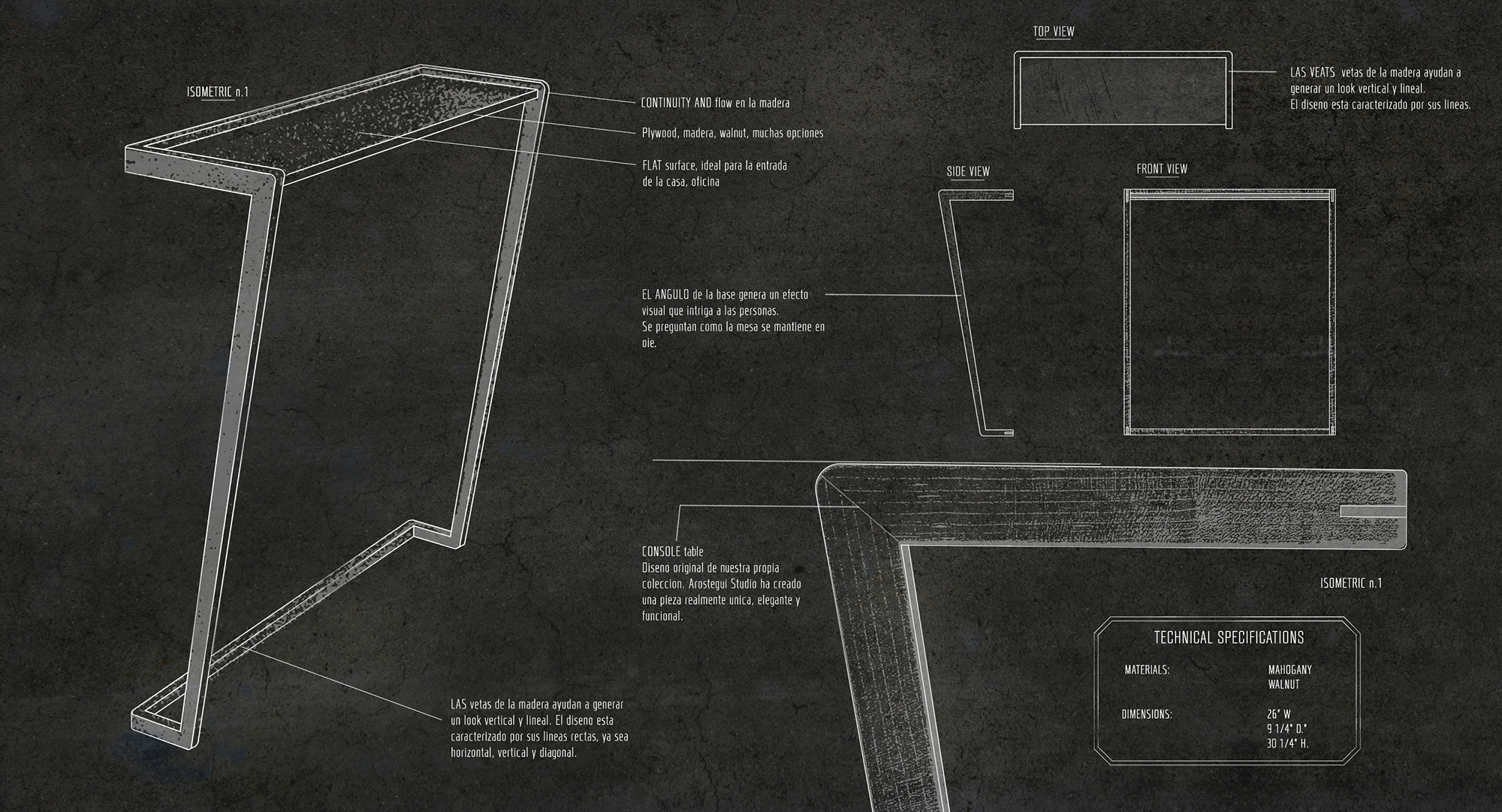 Airy console table concept design- ©2015 Arostegui Studio 