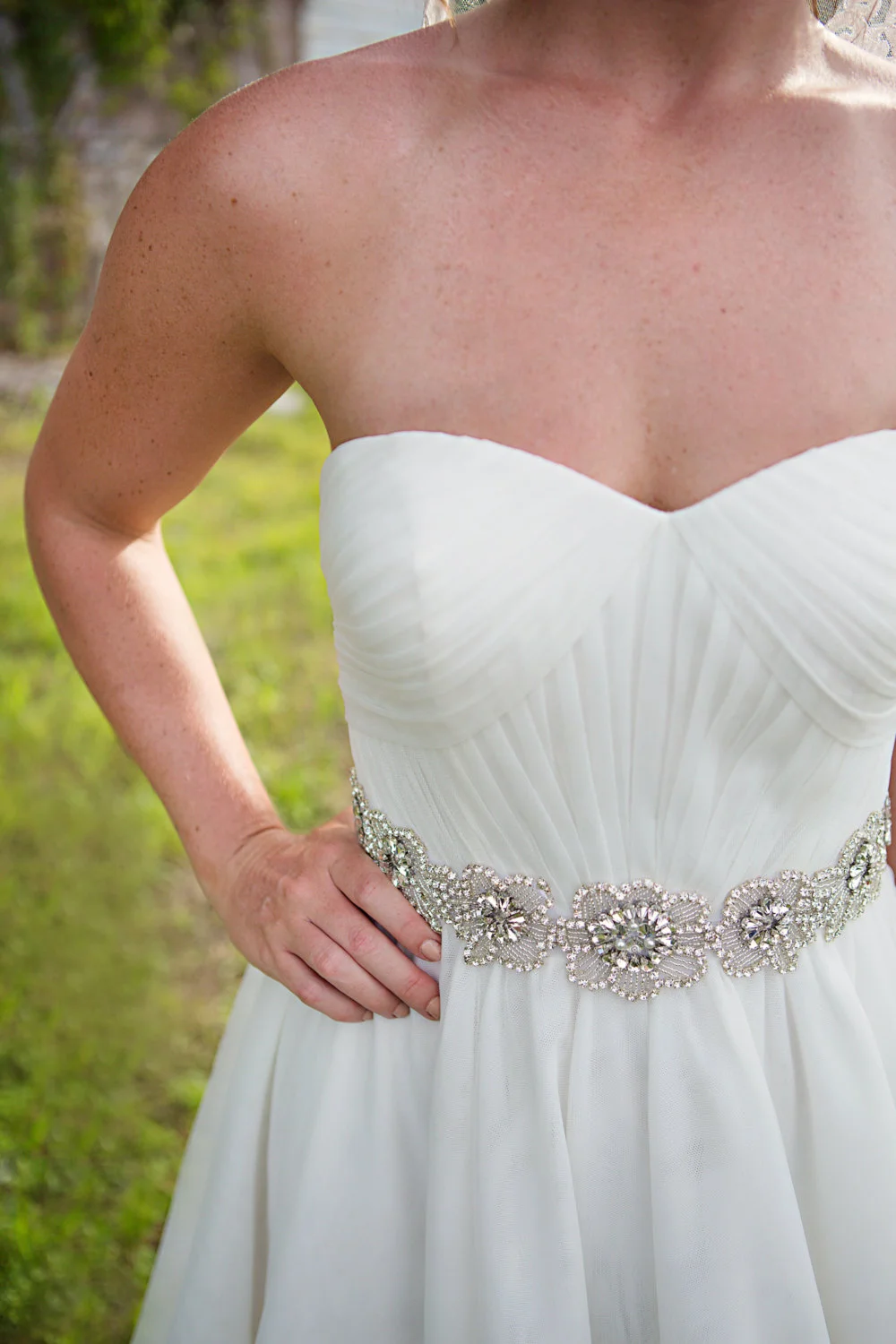 Rhinestone Flower Sash