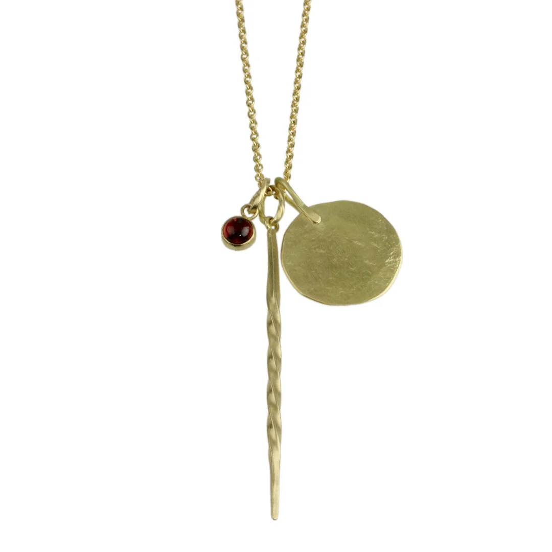 Garnet18kSpireLargeParchmentDisk14kChain.jpg