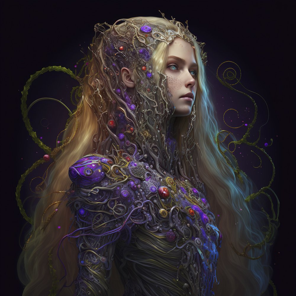 Bejeweled long hair godess