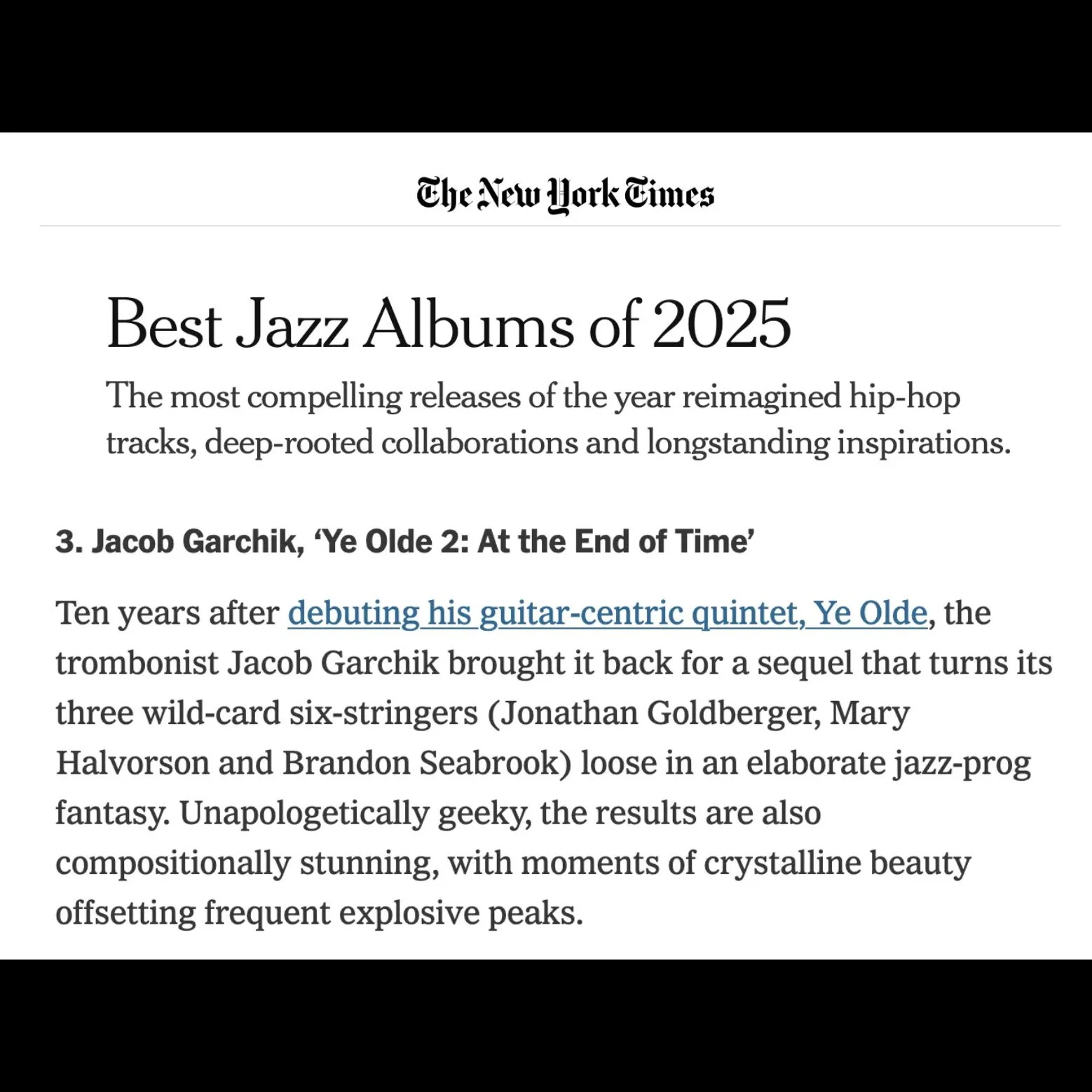 Best of 2025: New York Times - Ye Olde 2