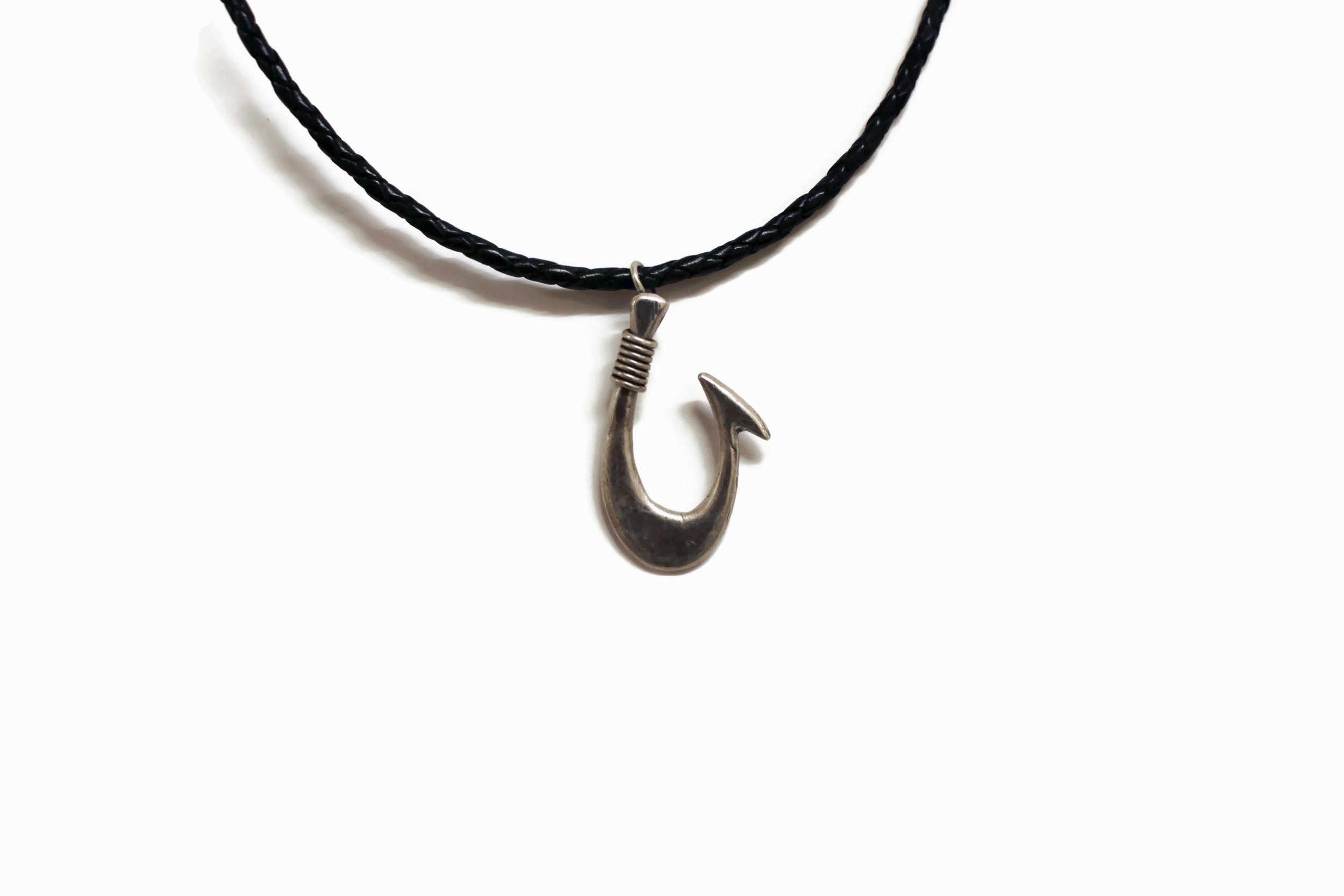 silver fish hook necklace