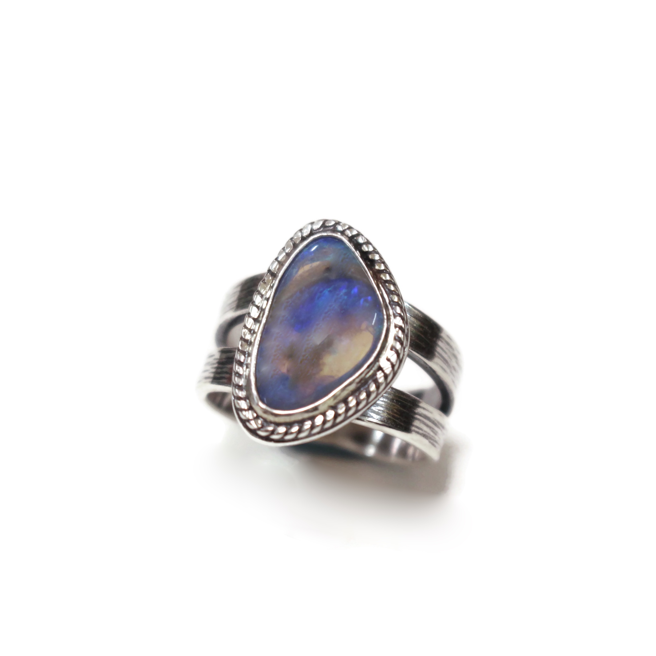 lightning ridge black opal ring