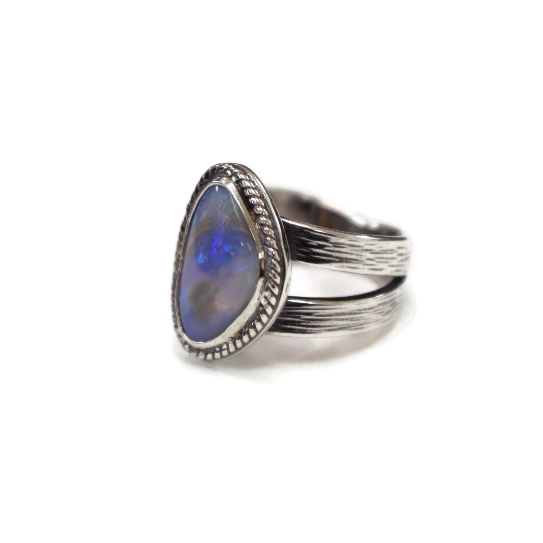 Australian black opal ring