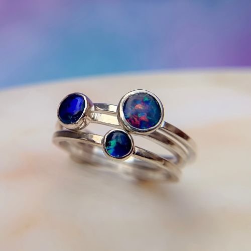 Be happy, be bright, be you set of opal rings. — Christine Ryan Designs