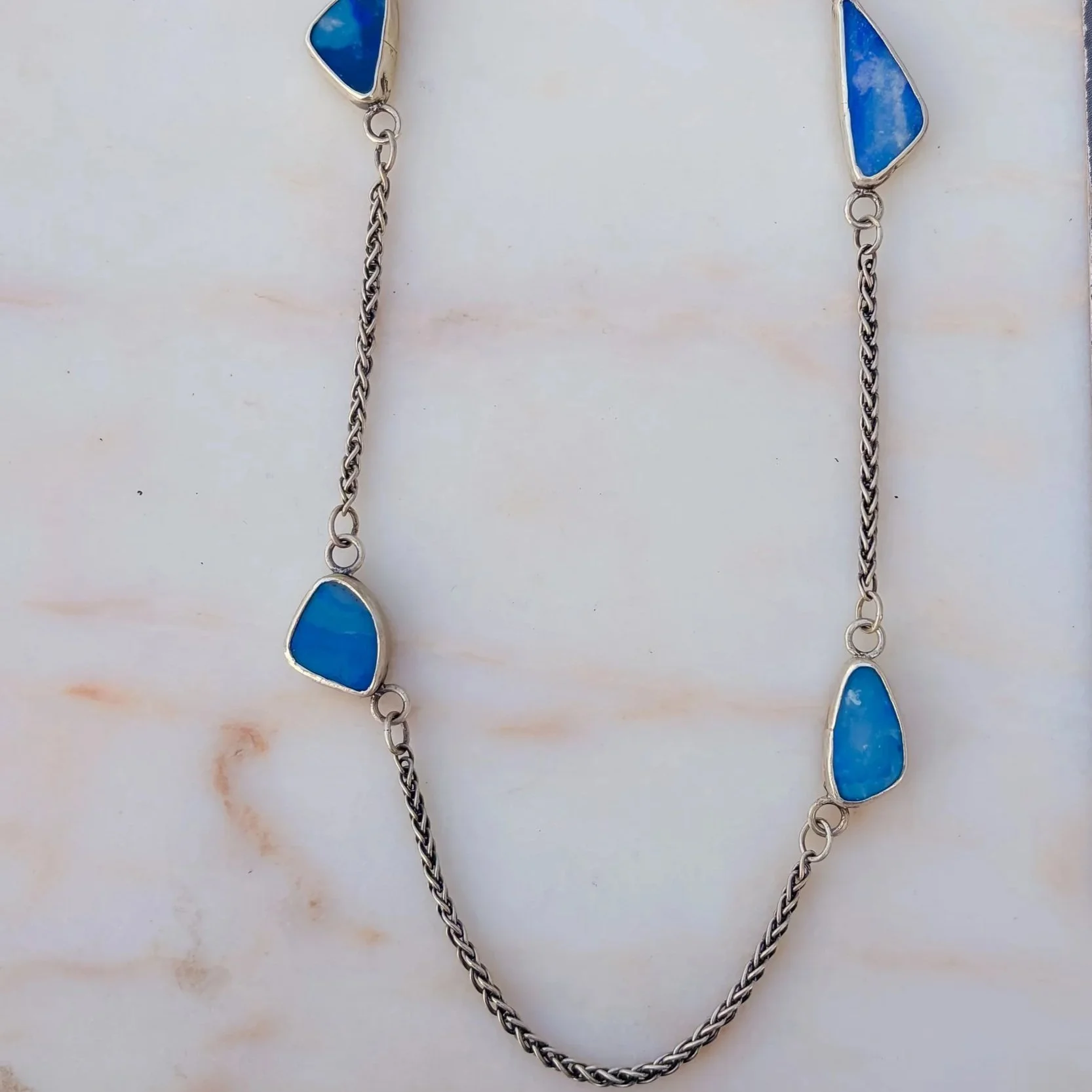 Sprinkle of Status blue opal necklace