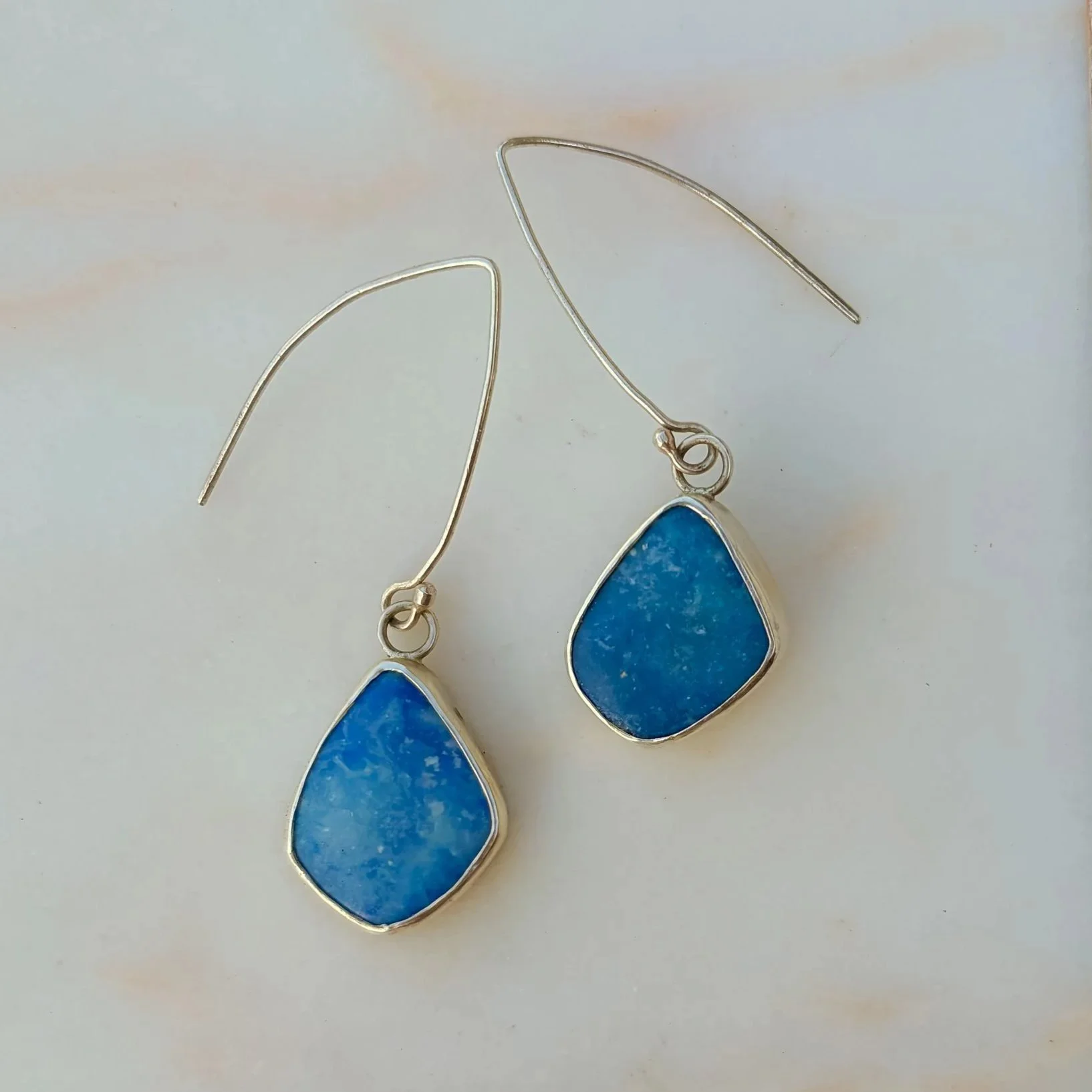 Glacier Gloss large teardrop blue opal earrings