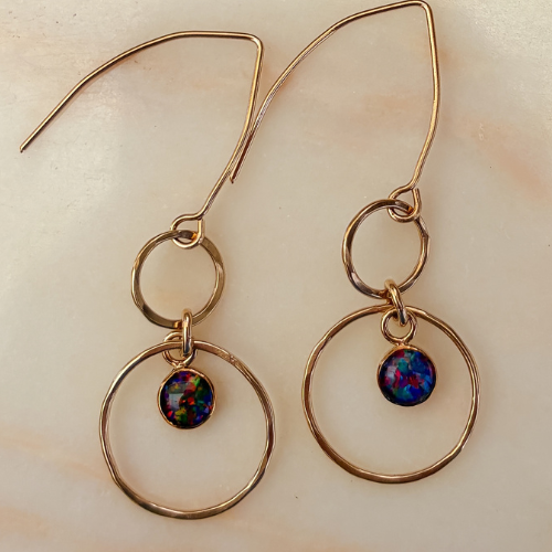 Opals in Orbit gold opal earrings