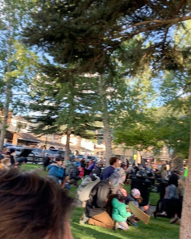 Tonight I was very moved to kneel in silence with hundreds of people in my Wyoming hometown for 8 minutes and  46 seconds in honor of #georgefloyd . #jacksonhole . Pinedale. Sheridan. Cody. Laramie. #blacklivesmatter