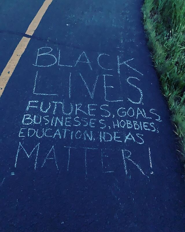 Someone is adding chalk art all along the local bike paths. #blacklivesmatter
