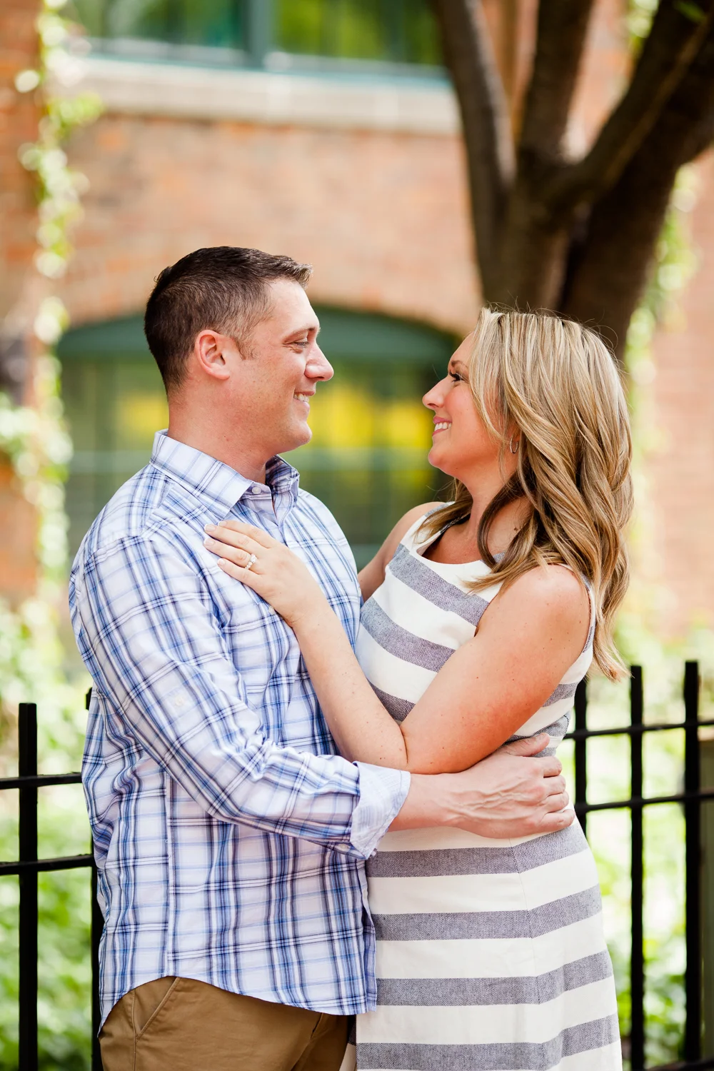Bride and groom looking fondly at each other