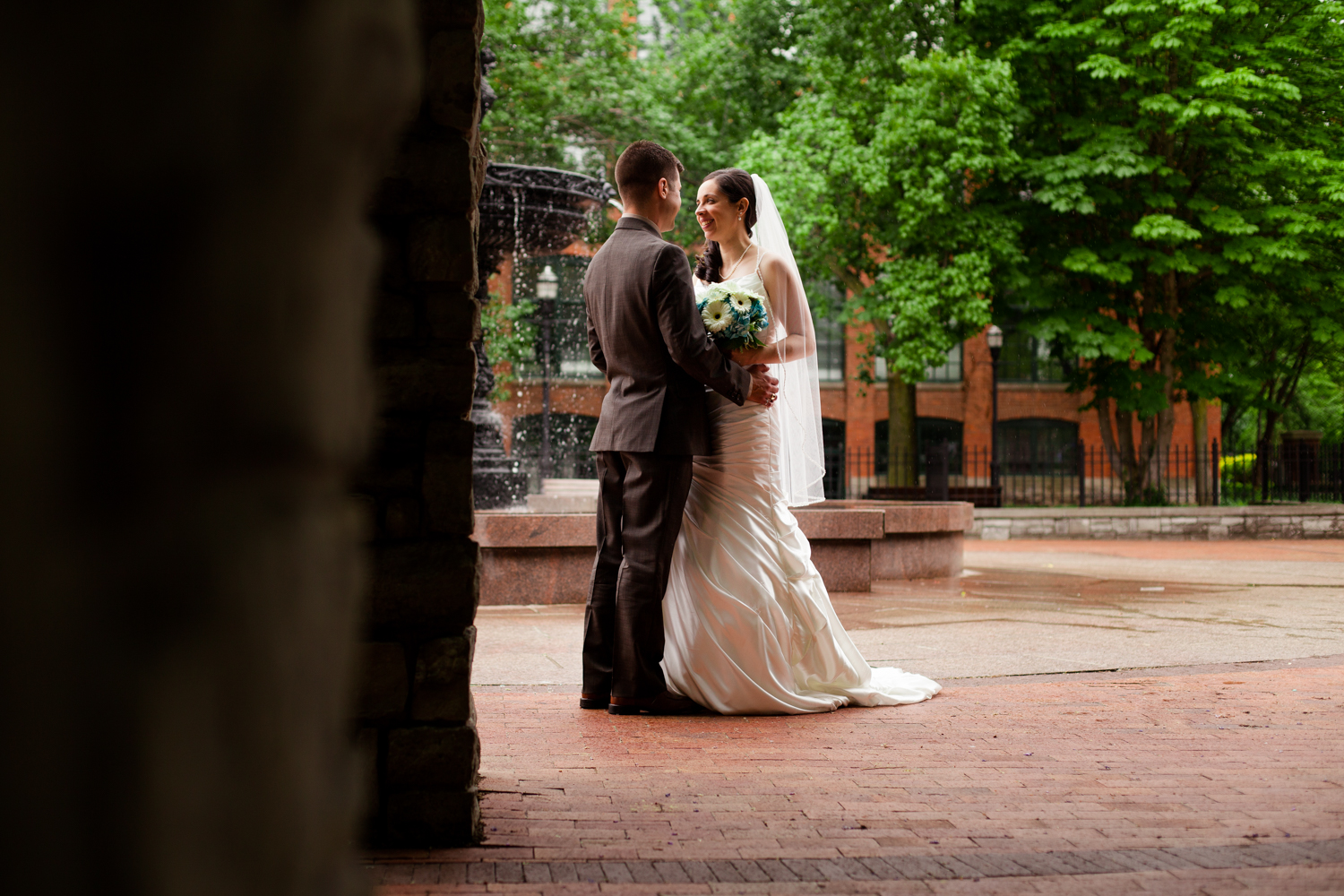  Bride and groom in Franklin Square, Syracuse NY. 