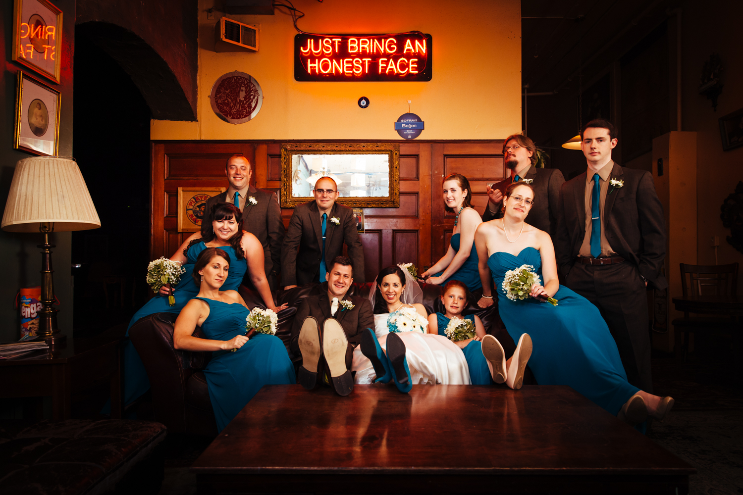  A casual bridal party photo at Al's Wine and Whiskey Lounge. 