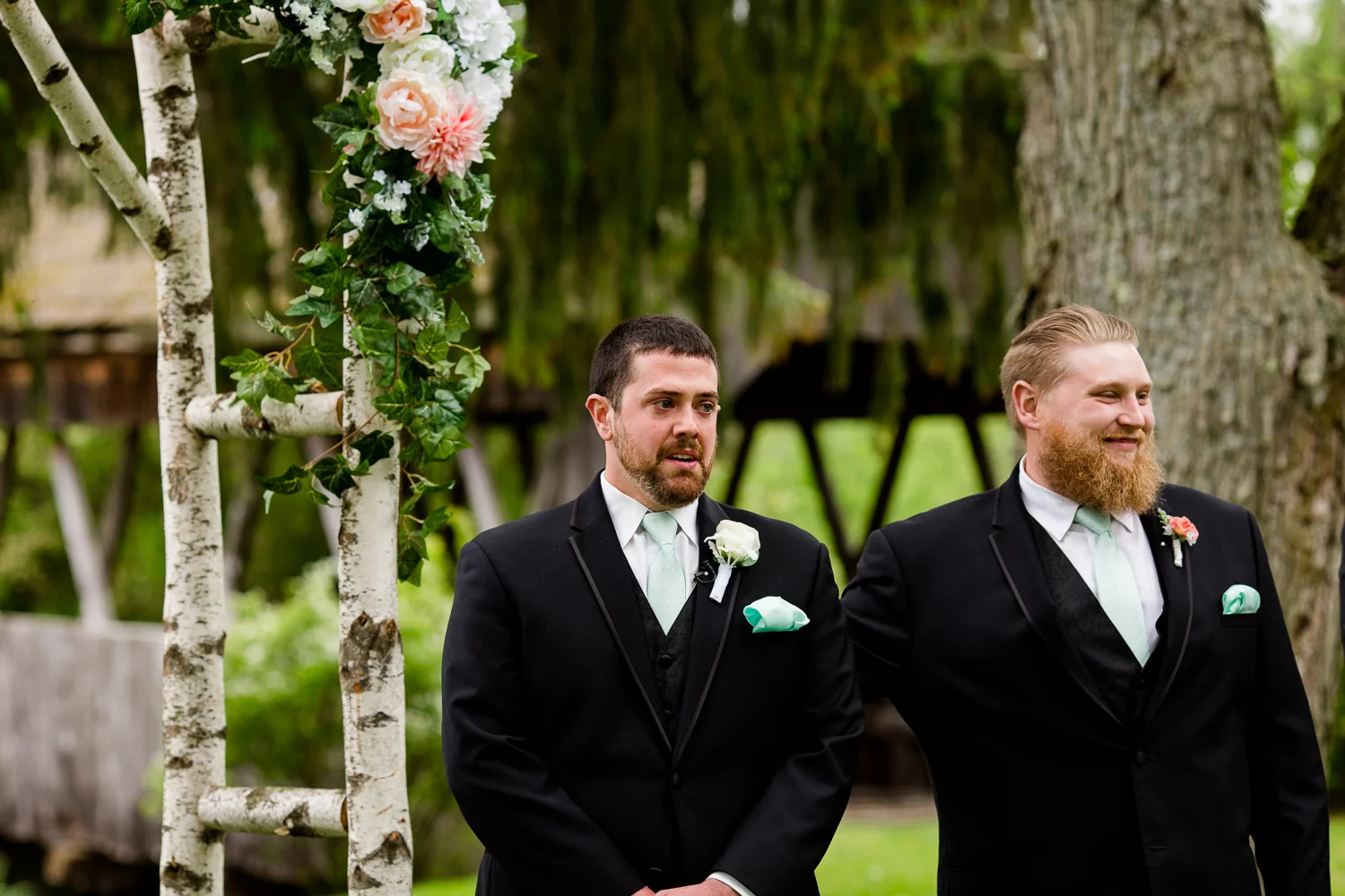Groom waits for bride at the alter