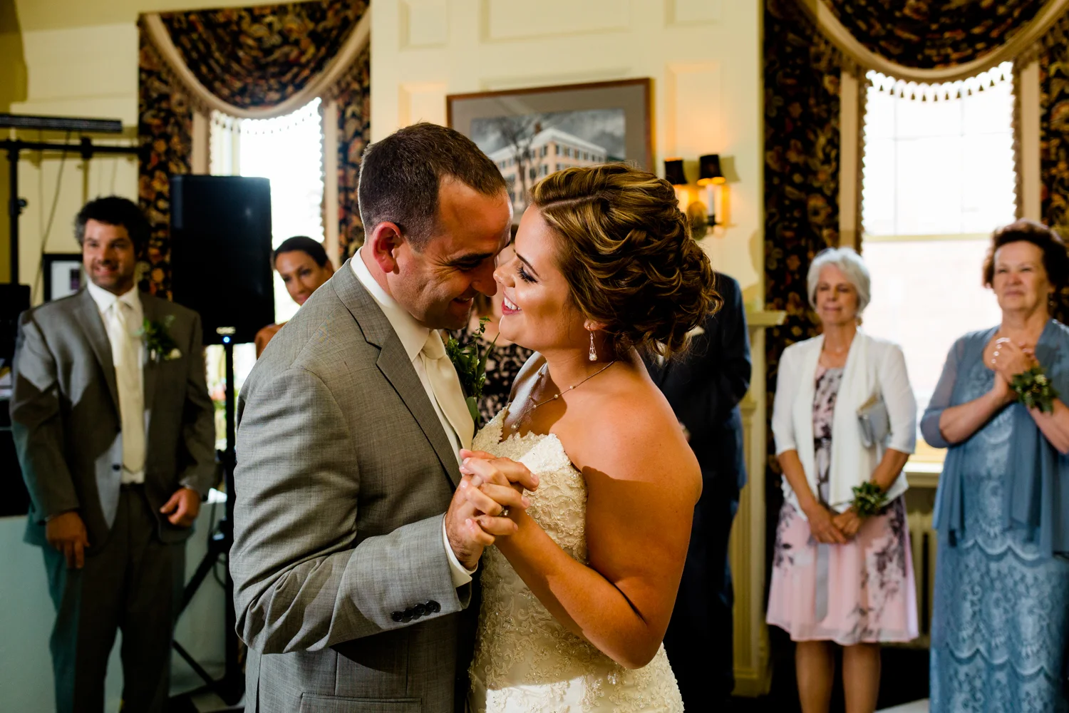 Bride and groom share first dance