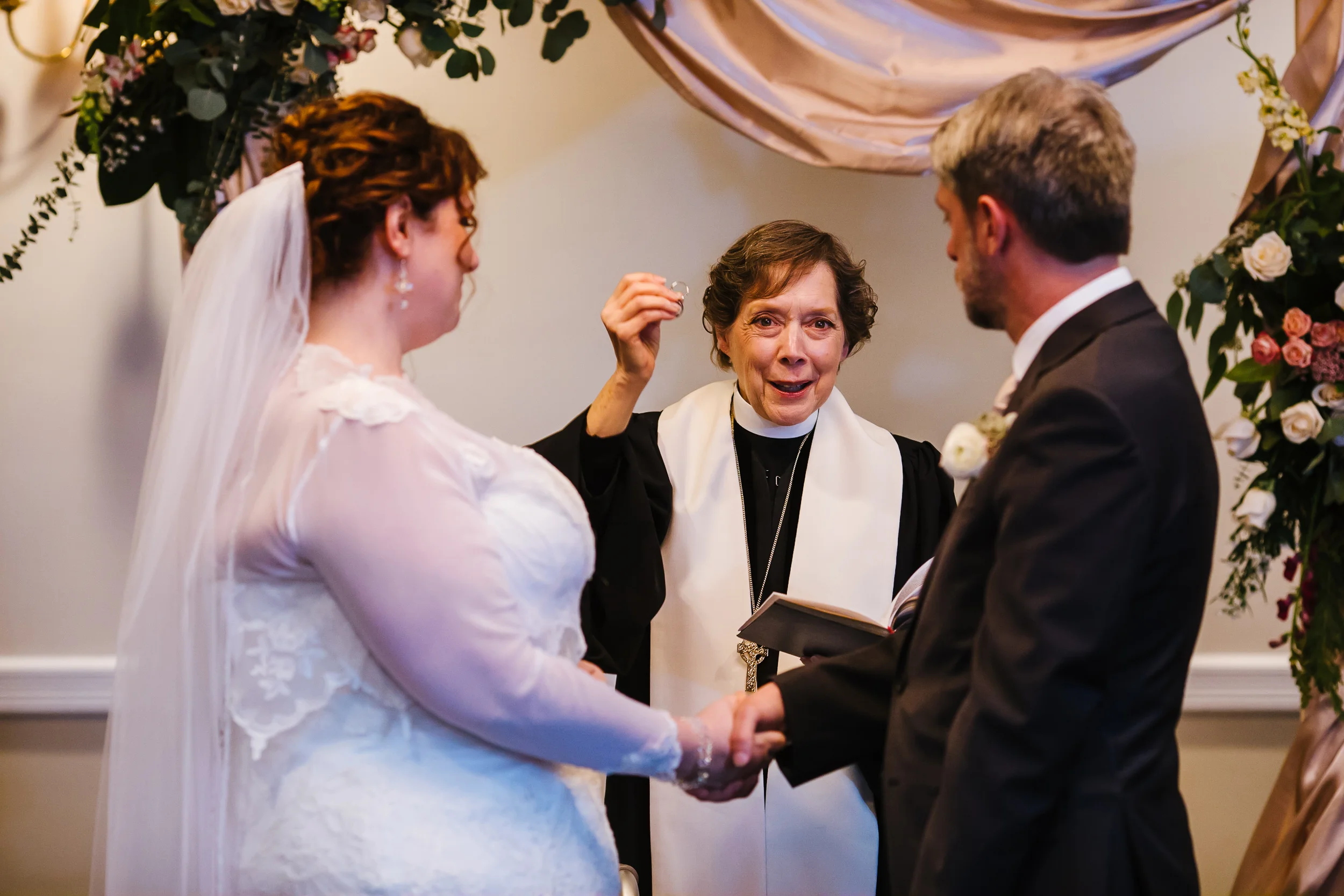 Connecticut wedding photos, Connecticut wedding photography, Connecticut wedding photographer, wedding in Connecticut, Heritage Hotel wedding photos, Heritage Hotel wedding photography, Heritage Hotel wedding photographer, wedding at the heritage hotel, southbury Connecticut wedding photos, winter wedding, December wedding, ballroom wedding, wedding inspo, indoor wedding, unique wedding, wedding ceremony, wedding ceremony details, pink flowers, blush florals, indoor wedding ceremony