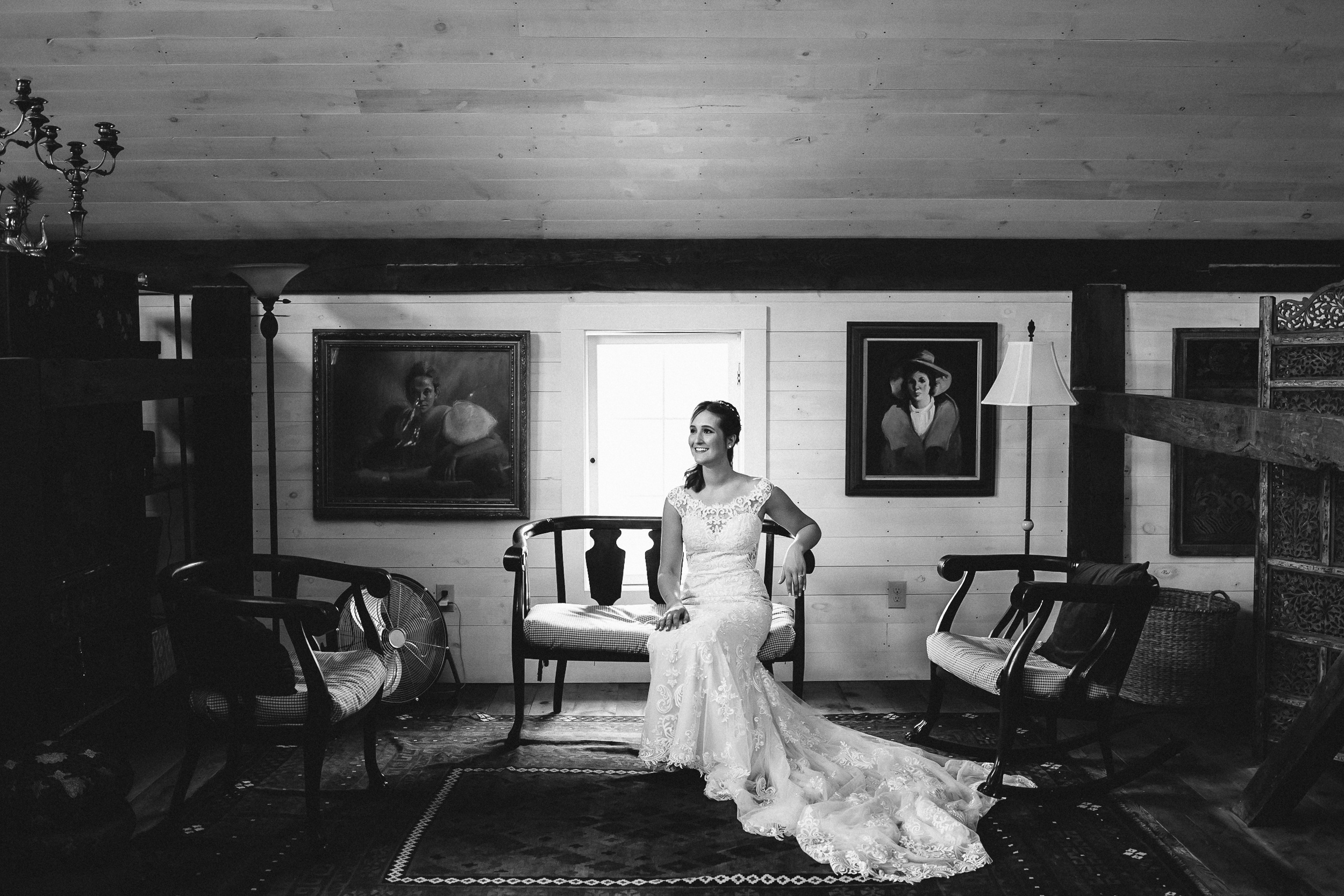 Ithaca NY wedding photography, Ithaca NY wedding photos, Ithaca NY wedding photographer, photographer in Ithaca NY, Treman Center wedding photography, treman center wedding photos, treman center, treman center wedding photographer, wedding at the treman center, treman center ithaca ny, barn wedding, outdoor wedding, summer wedding, outdoorsy wedding, pet friendly wedding, diy wedding, wedding inspo, bridal portrait, bride, timeless bride, updo, black and white photo, bride on a couch