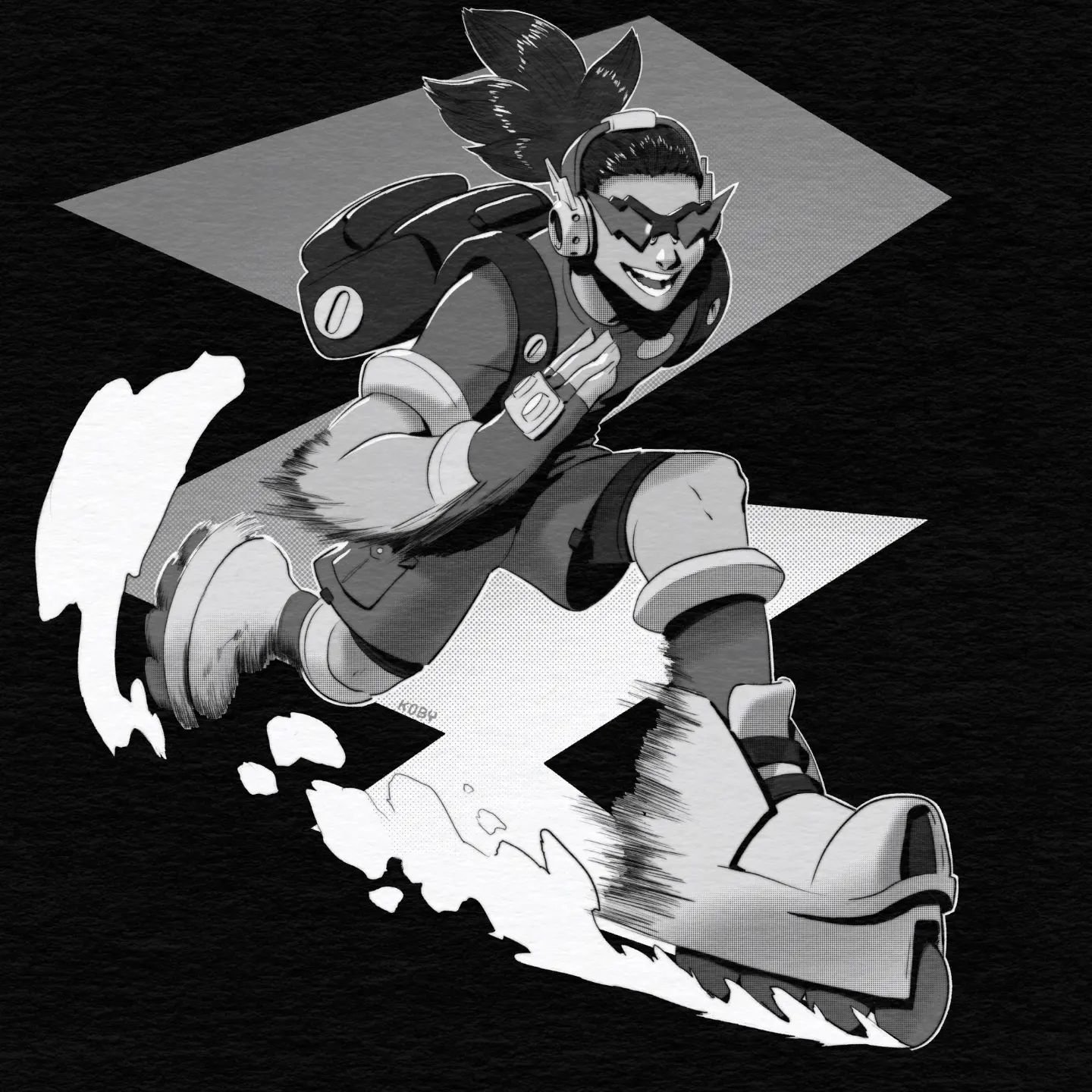 Opps locked down the first spot, time to rush down to the next one 💨 
 
(Honestly, I'm excited to take a break after Inktober to play a little of @team_reptile Bomb Rush Cyberfunk finally)

#inktober Day 30

#characterdesign #ink #digitalart #hallow