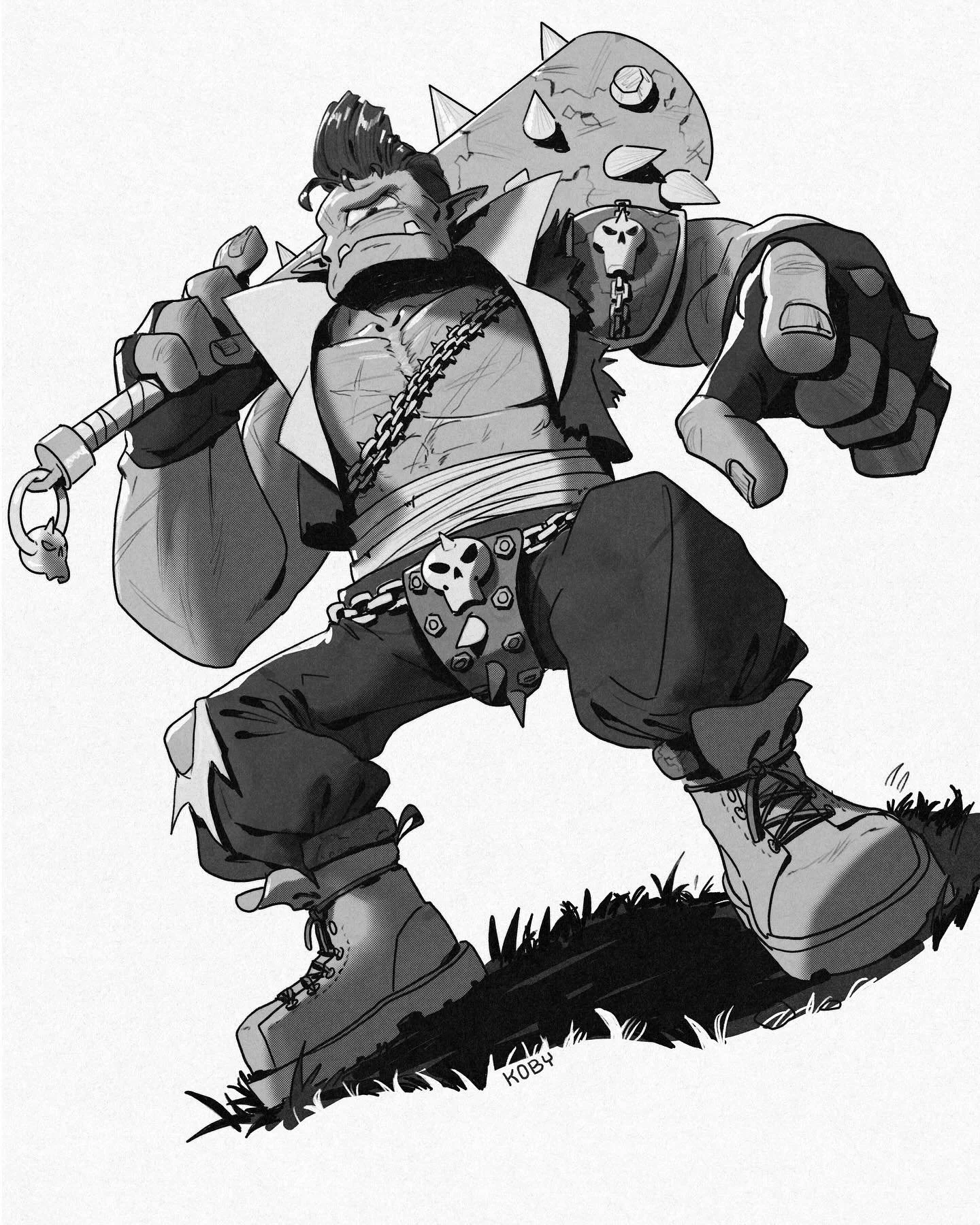 Inktober Day 9: Heavy 🚧

This bouncer means business. If you&rsquo;re not on the list, you&rsquo;re not getting in. His stance, his glare, and the sheer weight of that club all project a clear message: Don&rsquo;t. Because this heavy-duty enforcer i