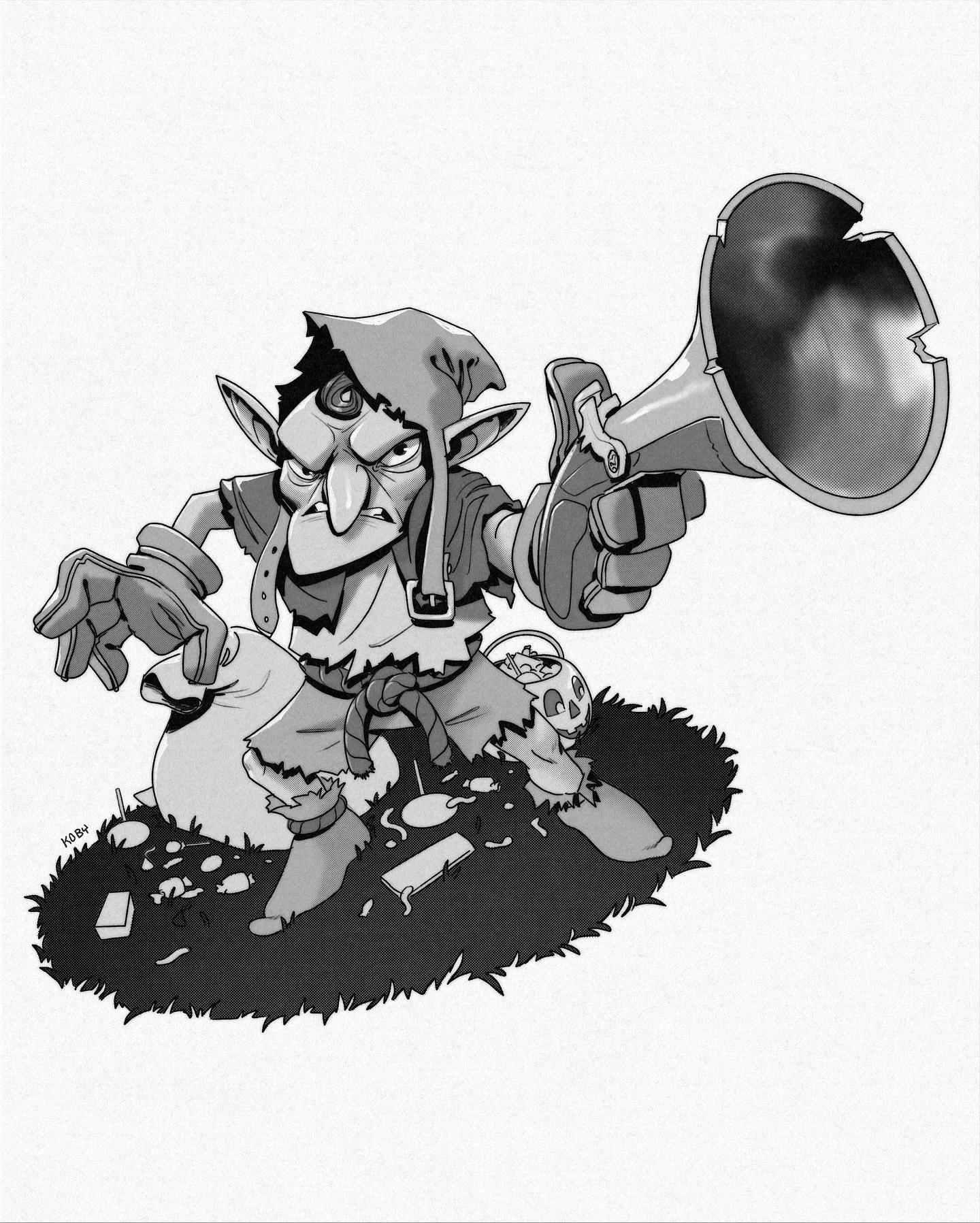 Inktober Day 16: Blunder 🍬

This lil goblin fella isn&rsquo;t really into sharing. Blunderbuss at the ready, his intent is clear: nobody touches his treats. Ok yeah, so he may not be not be the best marksman, but his commitment to candy is unwaverin