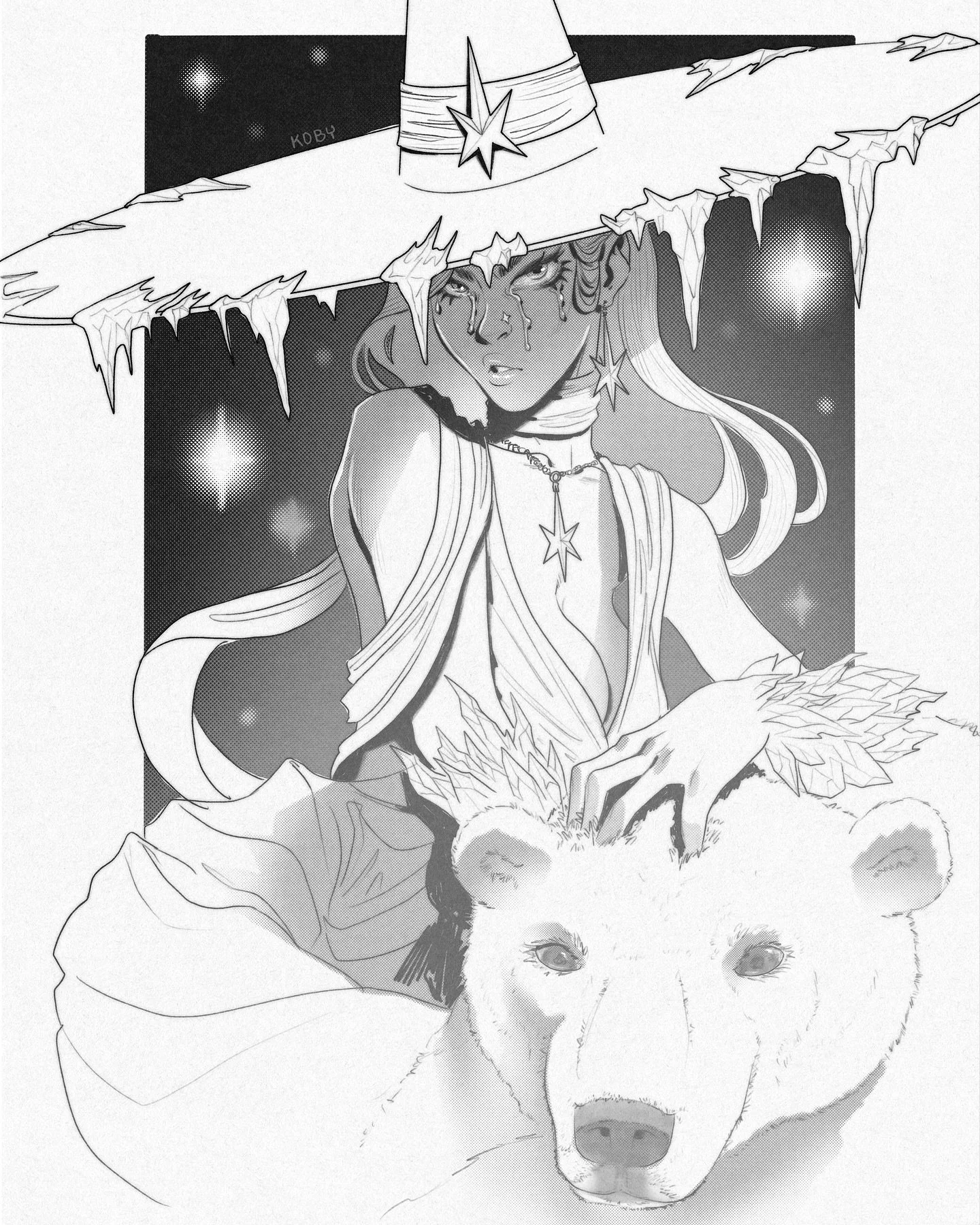 Inktober Day 19: Arctic ❄️
The heart of the frozen north, the Ice Witch and her familiar reign over a land of eternal frost.
@inktober
#Inktober #Inktober2025 #DigitalArt #LineArt #manga #Arctic #IceWitch #illust #FantasyArt #Illustration #ArtistO