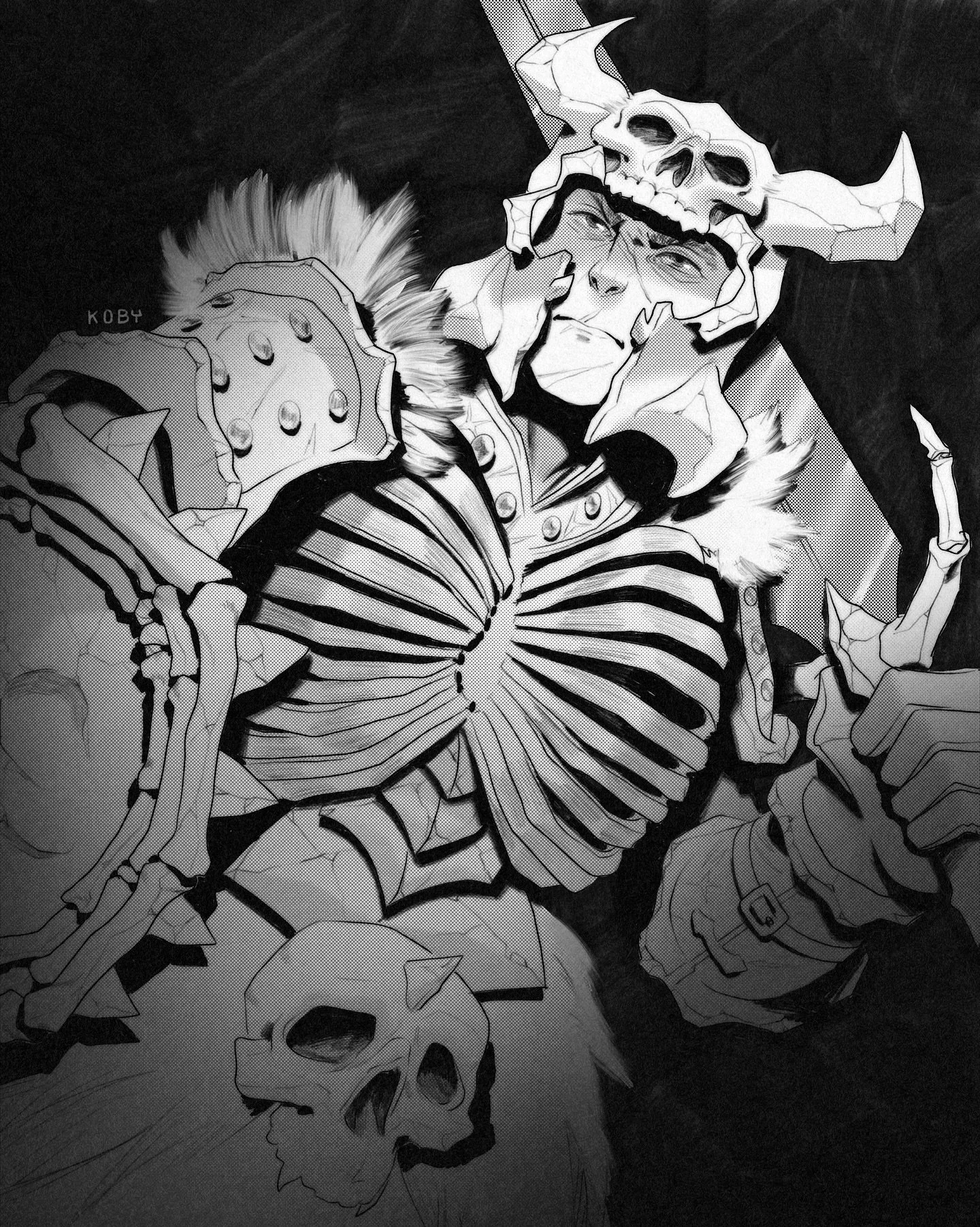 Inktober Day 28: Skeletal ☠️

The bone collector&rsquo;s champion. A grim warrior adorned in a fearsome array of bones and salvaged armor wielding the power of the fallen.

@inktober

#inktober #Inktober2025 #DigitalArt #LineArt #manga #Skeletal #ill