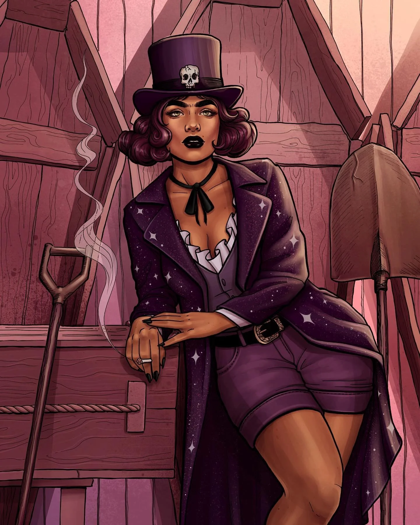 The Undertaker 💀 She is the dreaded death card! 🙈☠️ but as usual it isn&rsquo;t really about death, but about endings, change and accepting the chaos of the universe ✨

From the Cowgirls and Aliens Oracle: Coming soon! 

#theundertaker #cowgirlsand