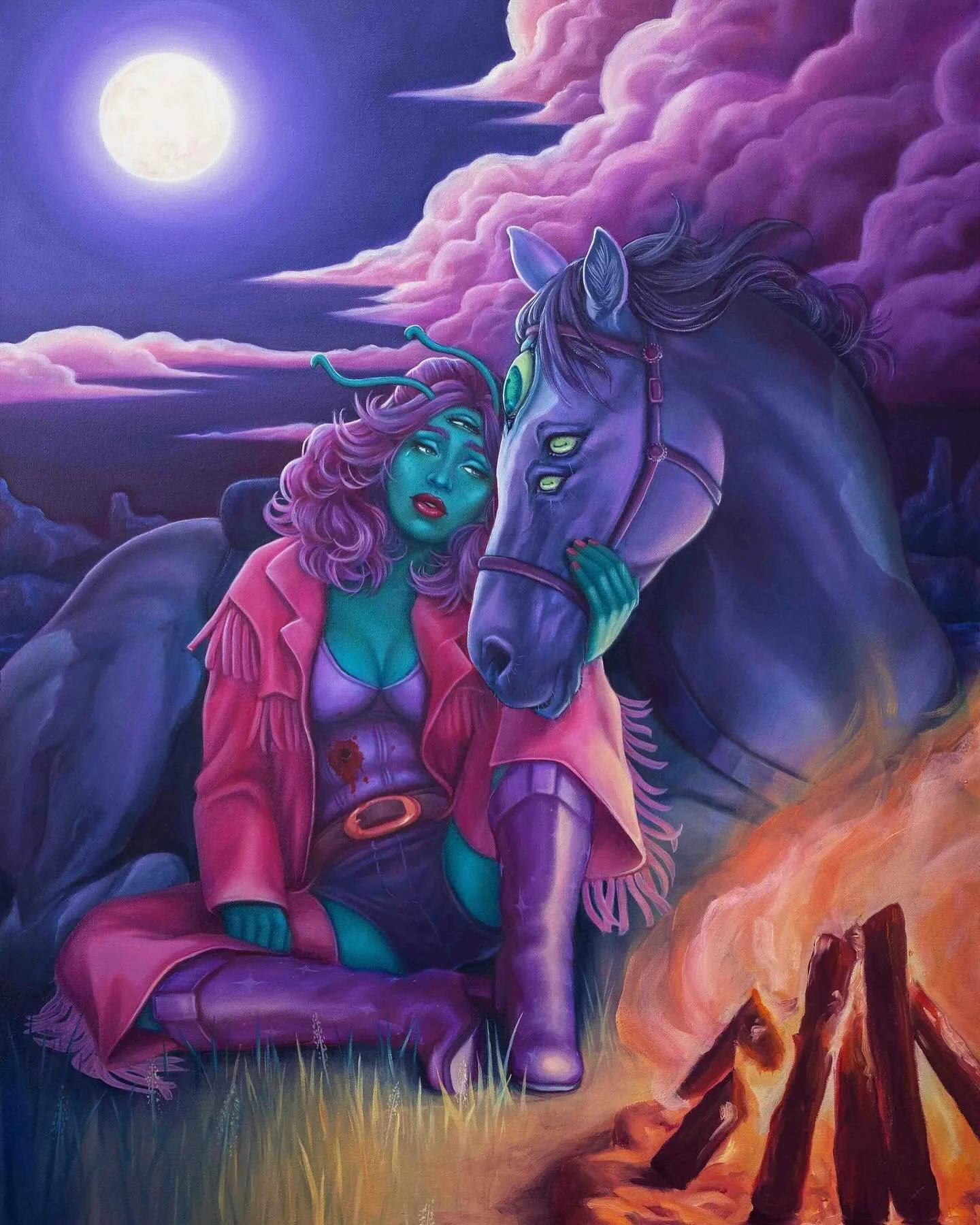 I would like to introduce you to one of the biggest paintings I have ever made&hellip;.&lsquo;Going out West&rsquo; Oil on Canvas 30 x 40inch 🤠 Currently on display at Wedge Gallery @kinokuniya_sydney ✨
One of the things I wanted to explore with the