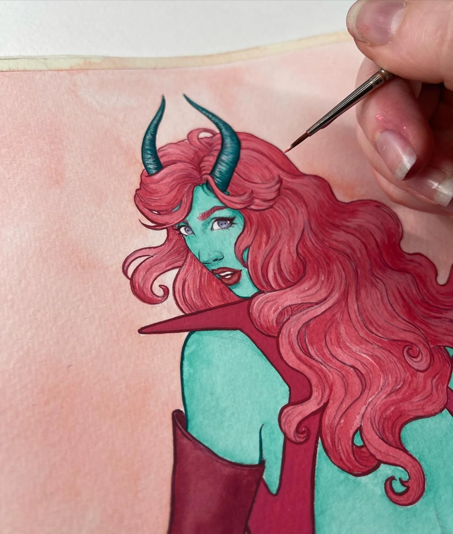 Getting into the details 😍🖌️ 

#wip #portrait #spacebabe #alienbabe #alien #painting #paintingprocess #aliengirl #scifi #artnerd #artistsoninstagram #pink #pinkaesthetic #pinup