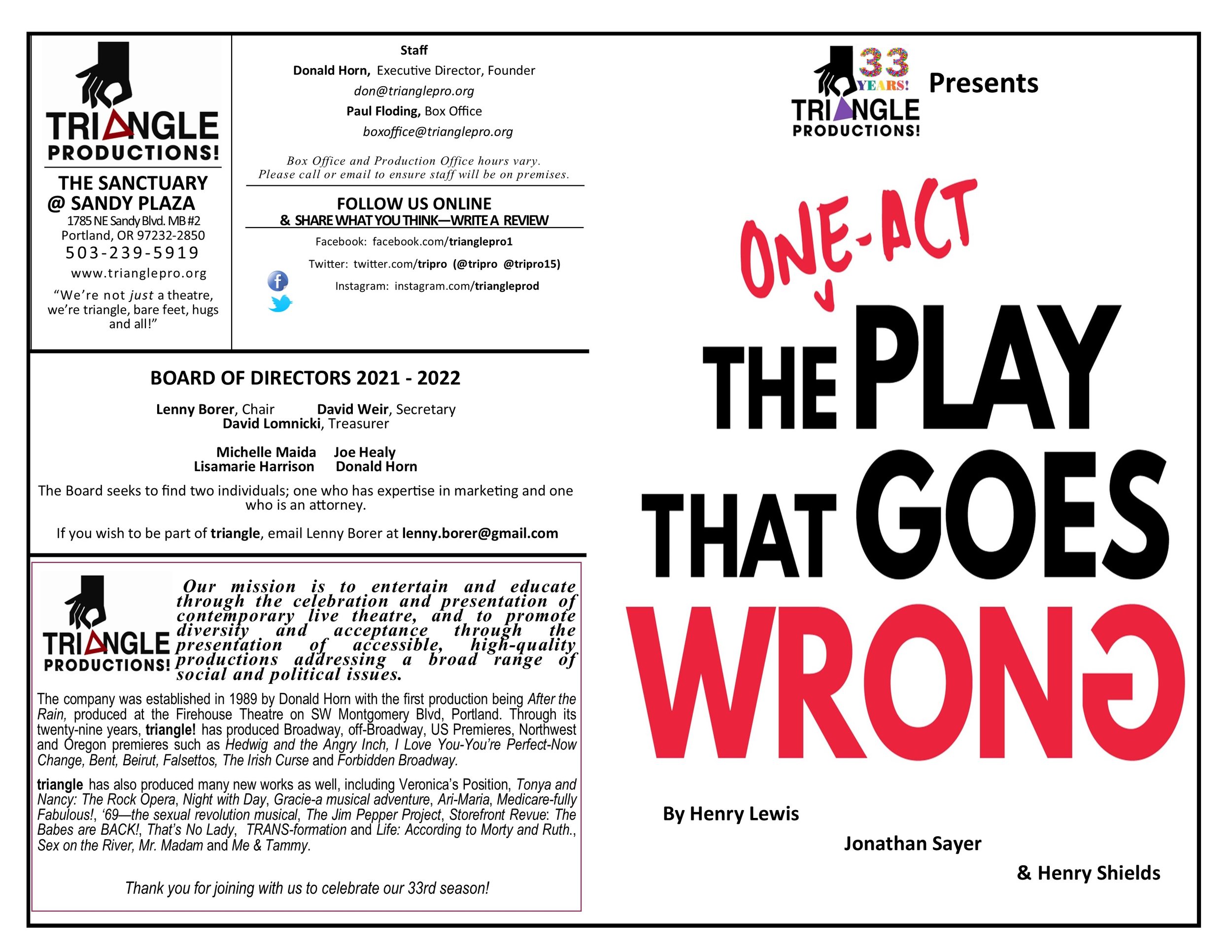 Program - The one-act Play that goes wrong Page 1.jpg